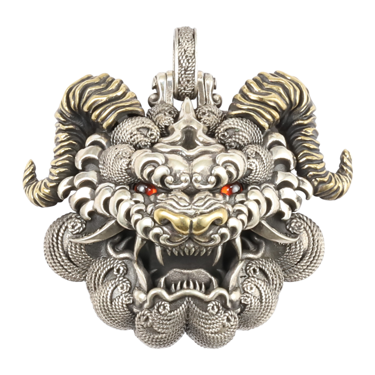 純銀吊墜，男士吊墜 饕餮；天肆重錦 可打開盒子設計 不含鍊子（1932）