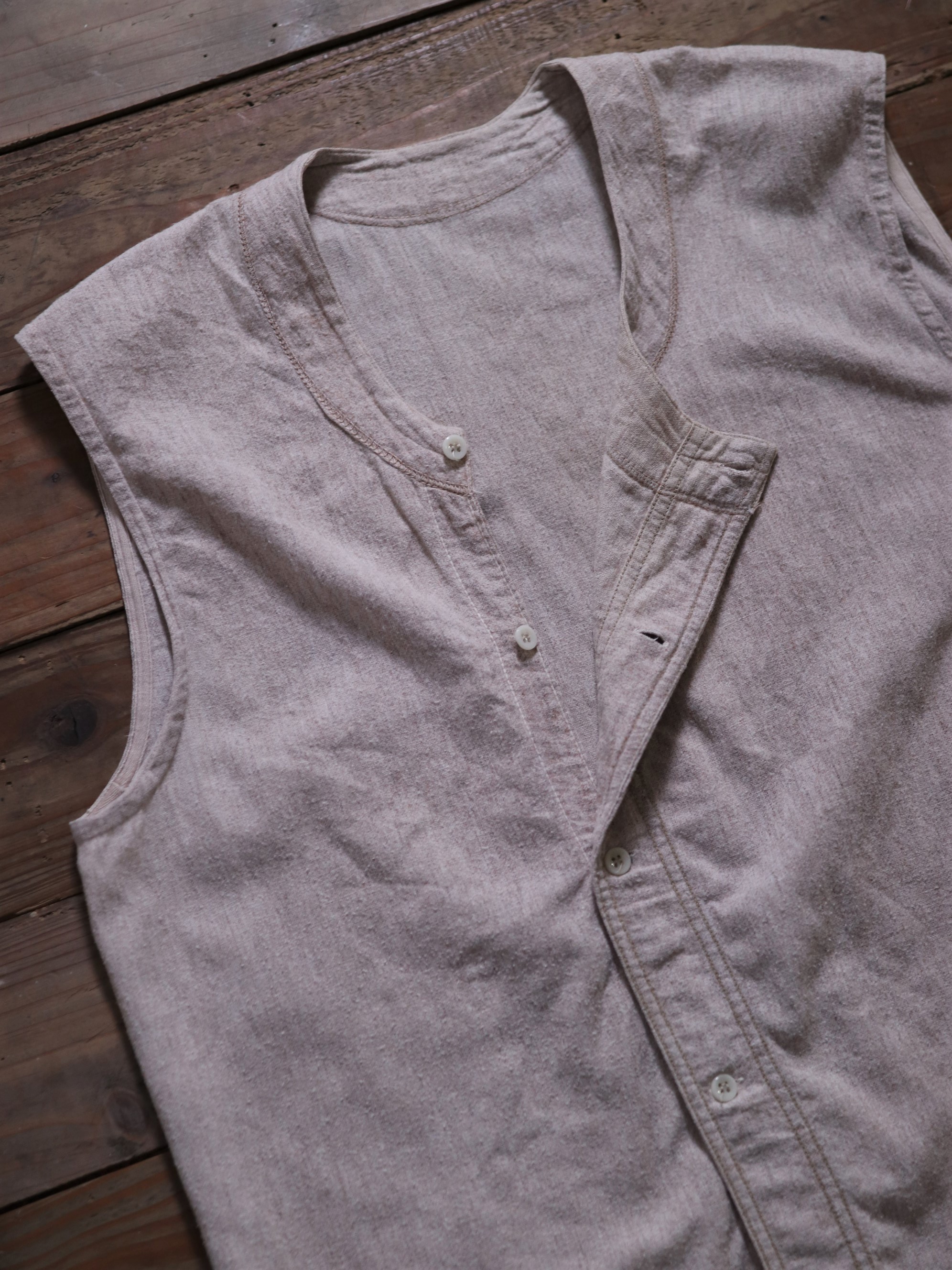 1940's~1950's French Farmer Flannel Vest / 法國農夫輕薄法蘭絨背