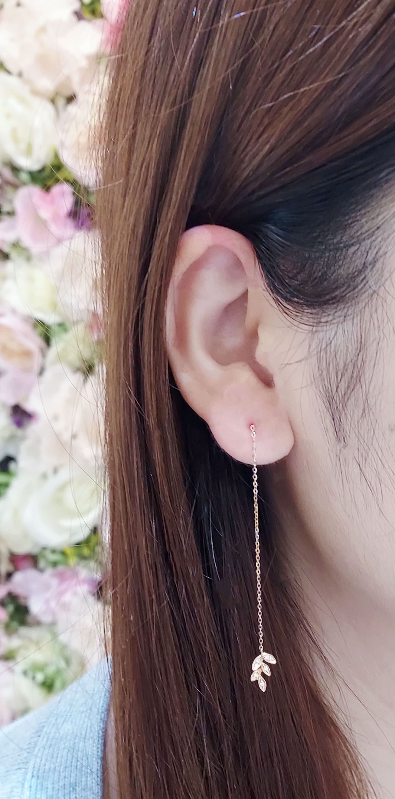 18K玫瑰金天然鑽石耳環