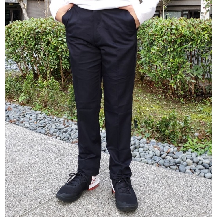 甄褲｜藍色細點棉質休閒褲｜中高腰中直筒・薄款彈性・透氣吸汗（28~43 吋）免費改長