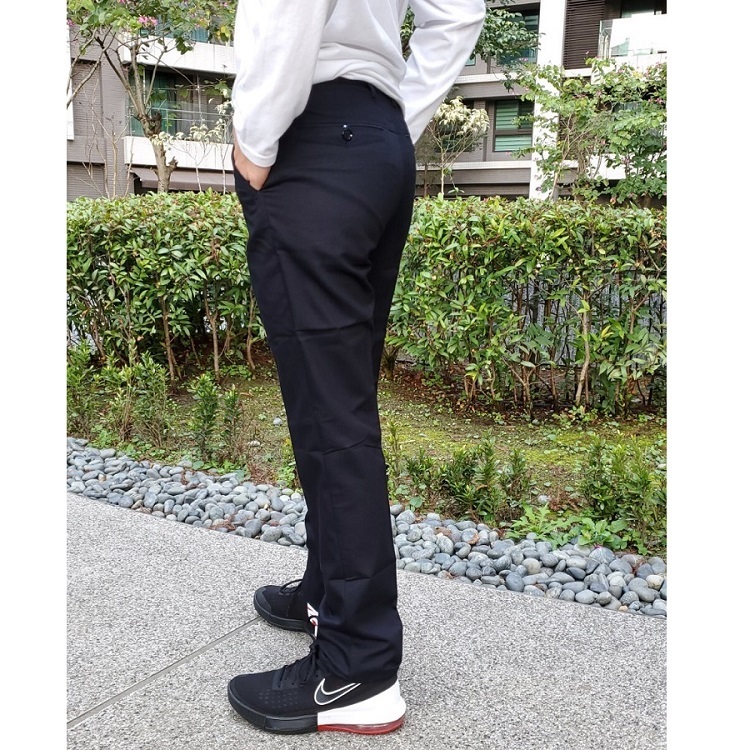 甄褲｜藍色細點棉質休閒褲｜中高腰中直筒・薄款彈性・透氣吸汗（28~43 吋）免費改長