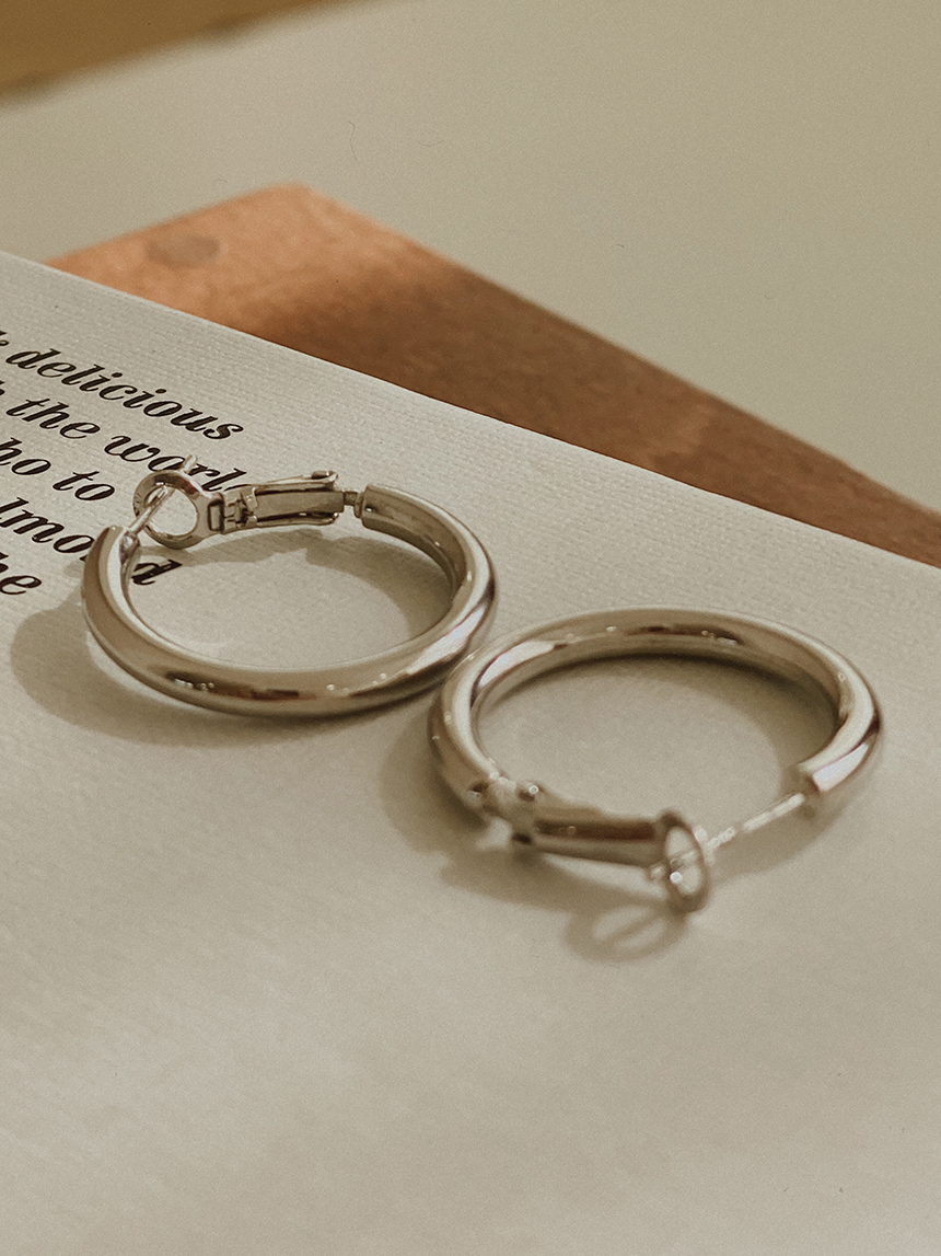 純銀中型圈耳環