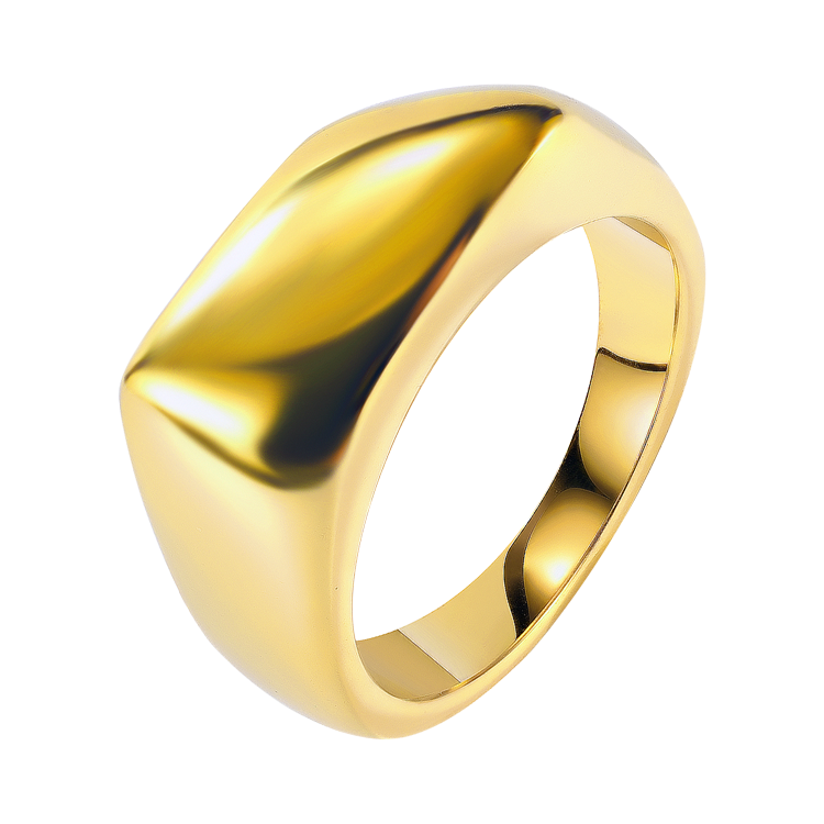 白鋼戒指，男士戒指 不規則幾何造型；獨立自我的代言者（1982金色）
