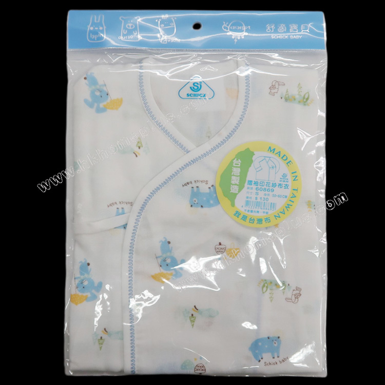 舒適牌: 台灣製 - 嬰兒紗布印花孖襟和尚袍 60869