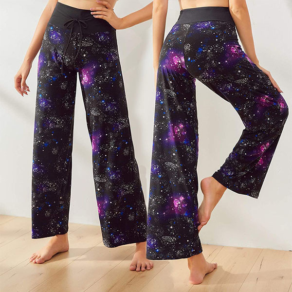 Women's High Waist Yoga Pants Wide Leg Drawstring Bottoms Quick Dry
