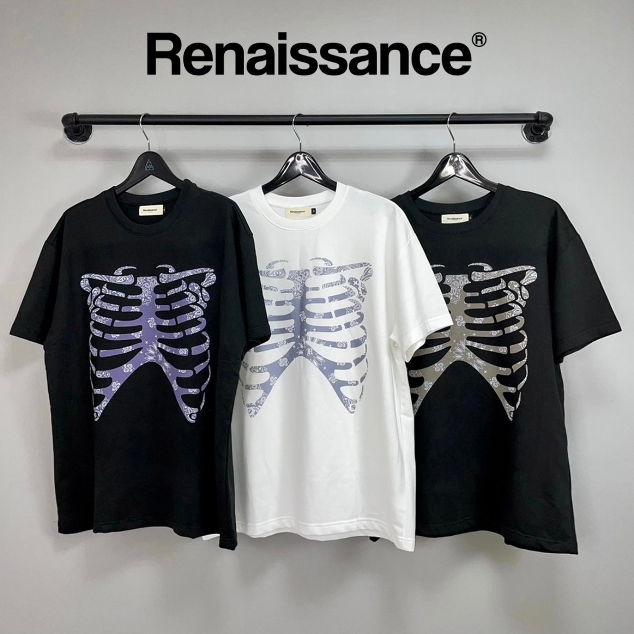 RENAISSANCE® 新款 變形蟲 骷髏 骨架 骨骼 短袖 T “ Paisley skeleton Tee “
