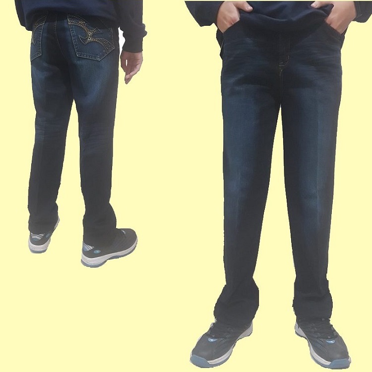 甄褲｜彈性牛仔褲｜中高腰直筒・後刷白繡花口袋・台灣製造（28~41吋）免費改長