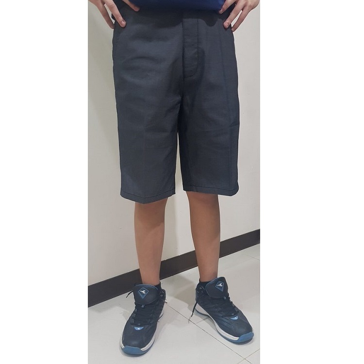 甄褲｜彈性五分休閒褲｜中高腰直筒・深灰細格紋（32~41 吋）