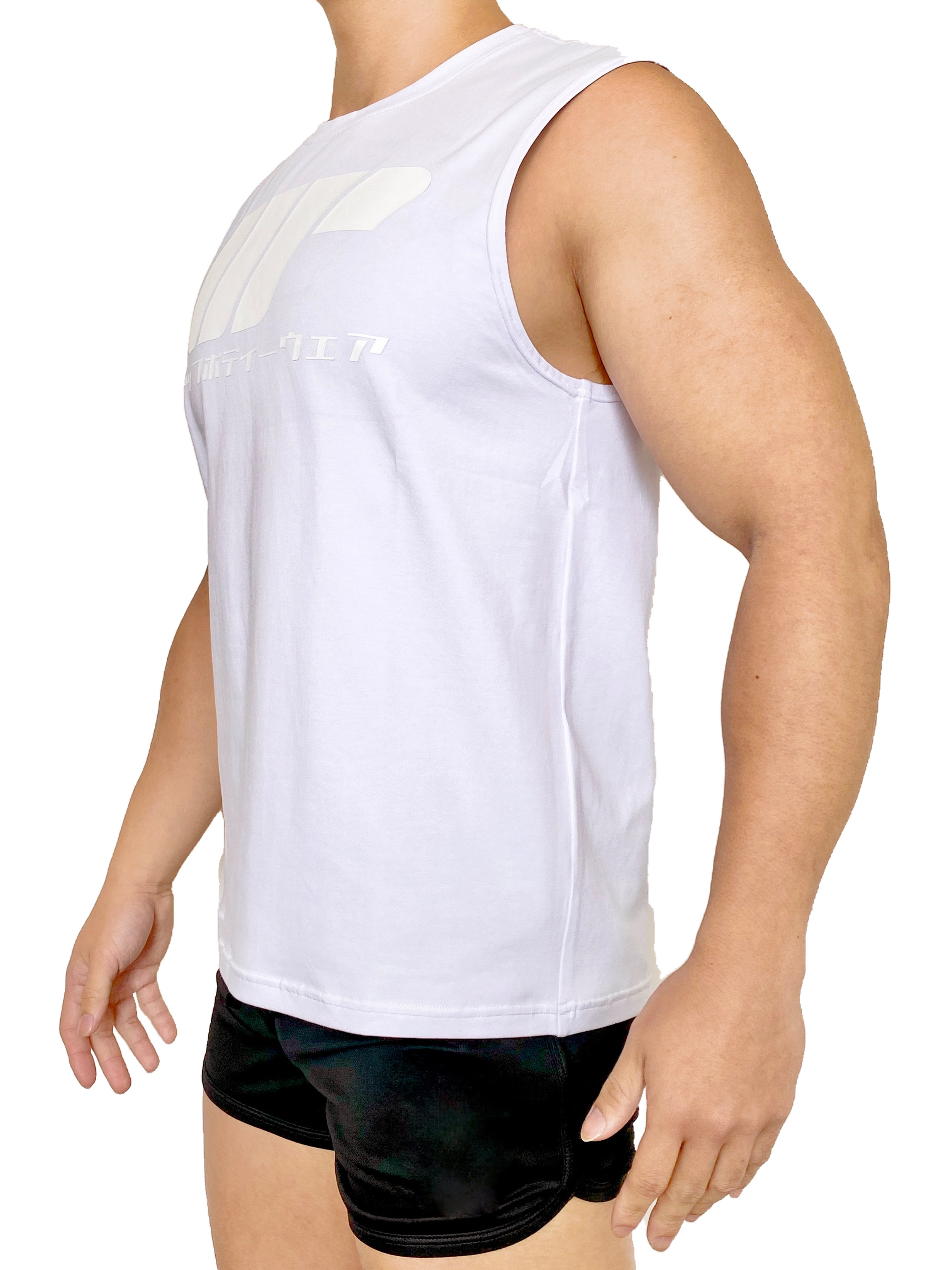 Logo Gym 寬肩背心 極致白