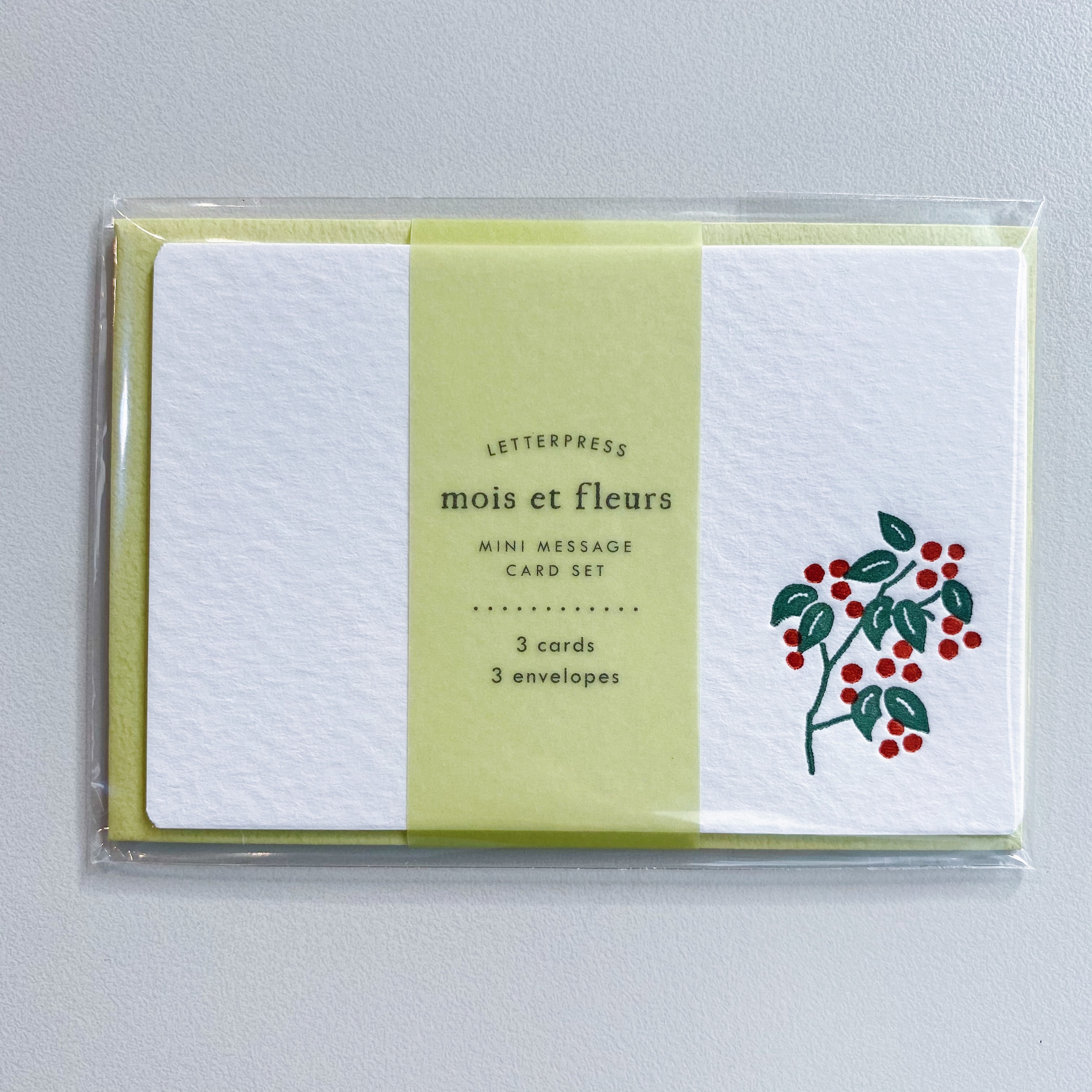 日本 活版印刷便箋信封組 小卡片 12月白珠