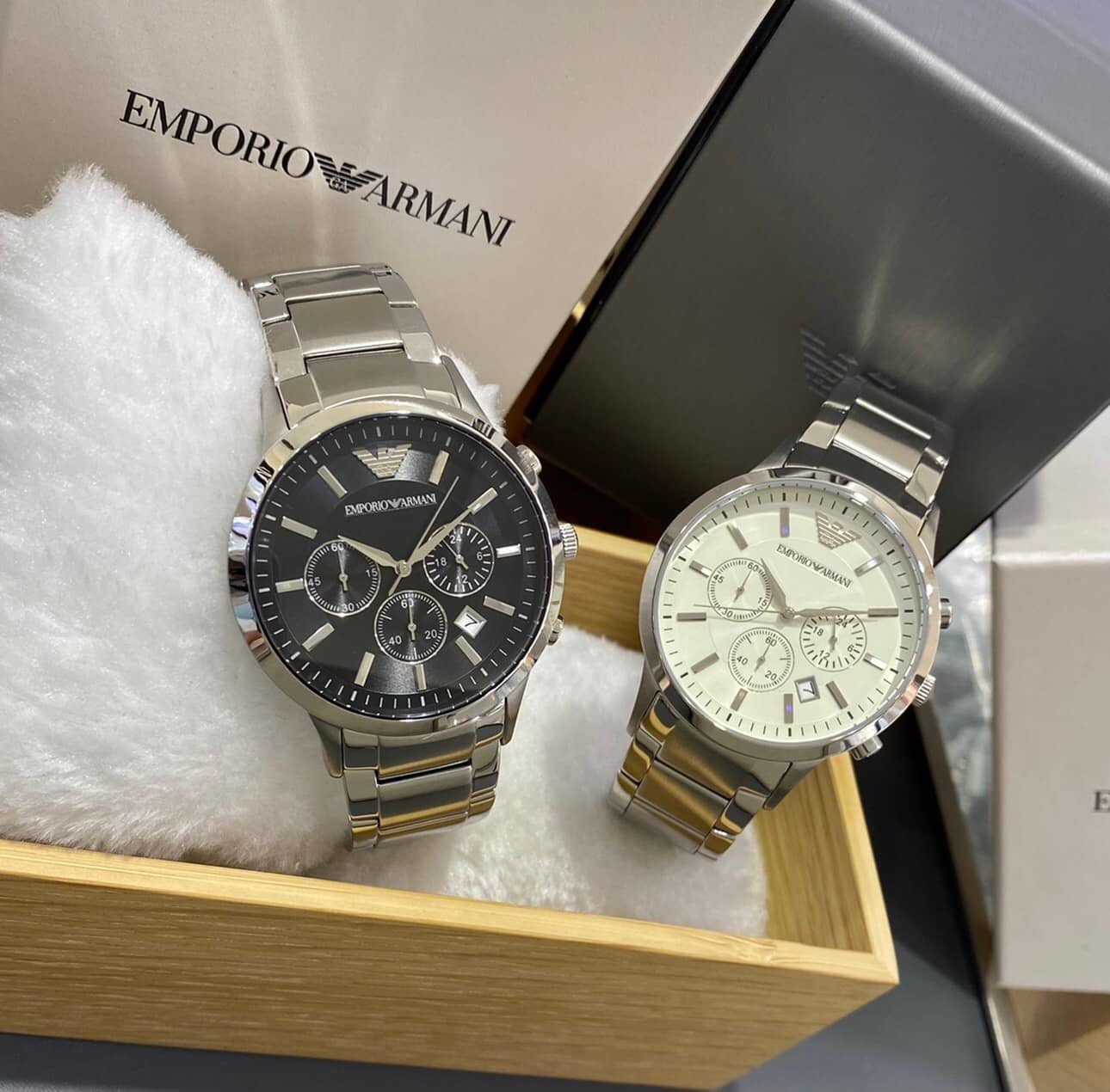 【EMPORIO ARMANI】王者時尚家三眼計時腕錶AR2434 黑