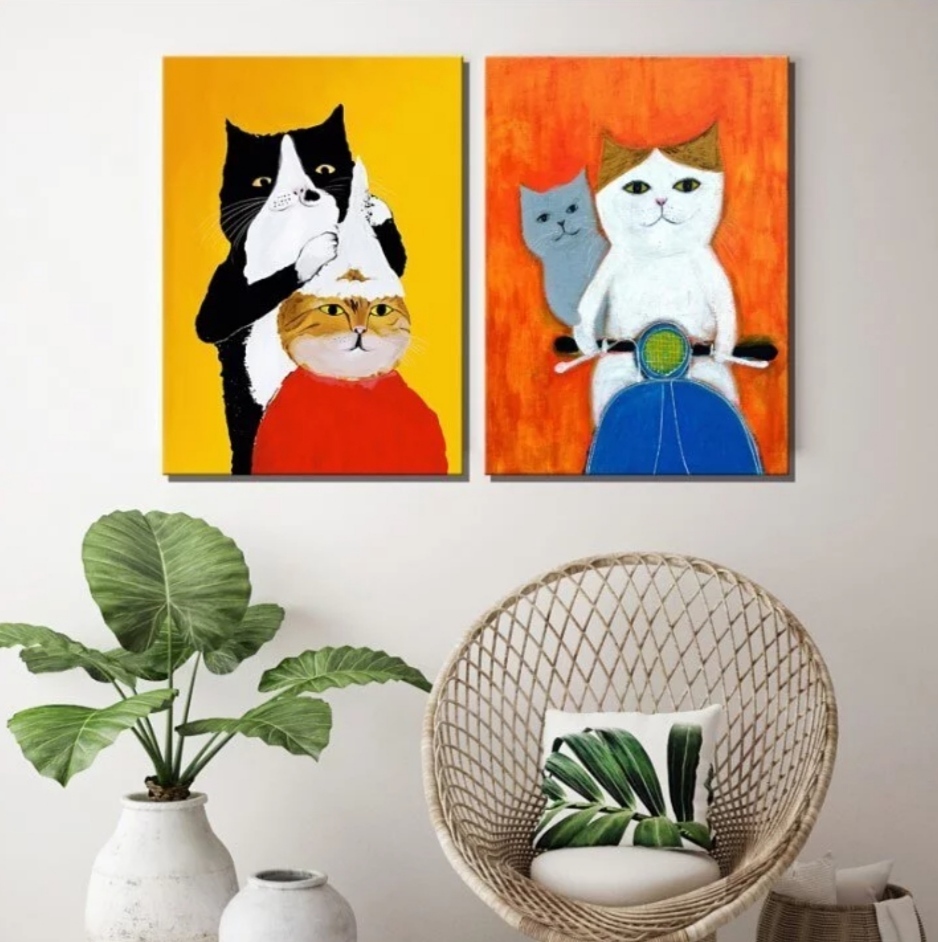 北歐風貓咪掛畫