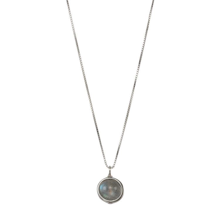 純銀項鍊，女士項鍊 氣質小圓月光石；柔美光暈下透露著神祕氣息（1612）