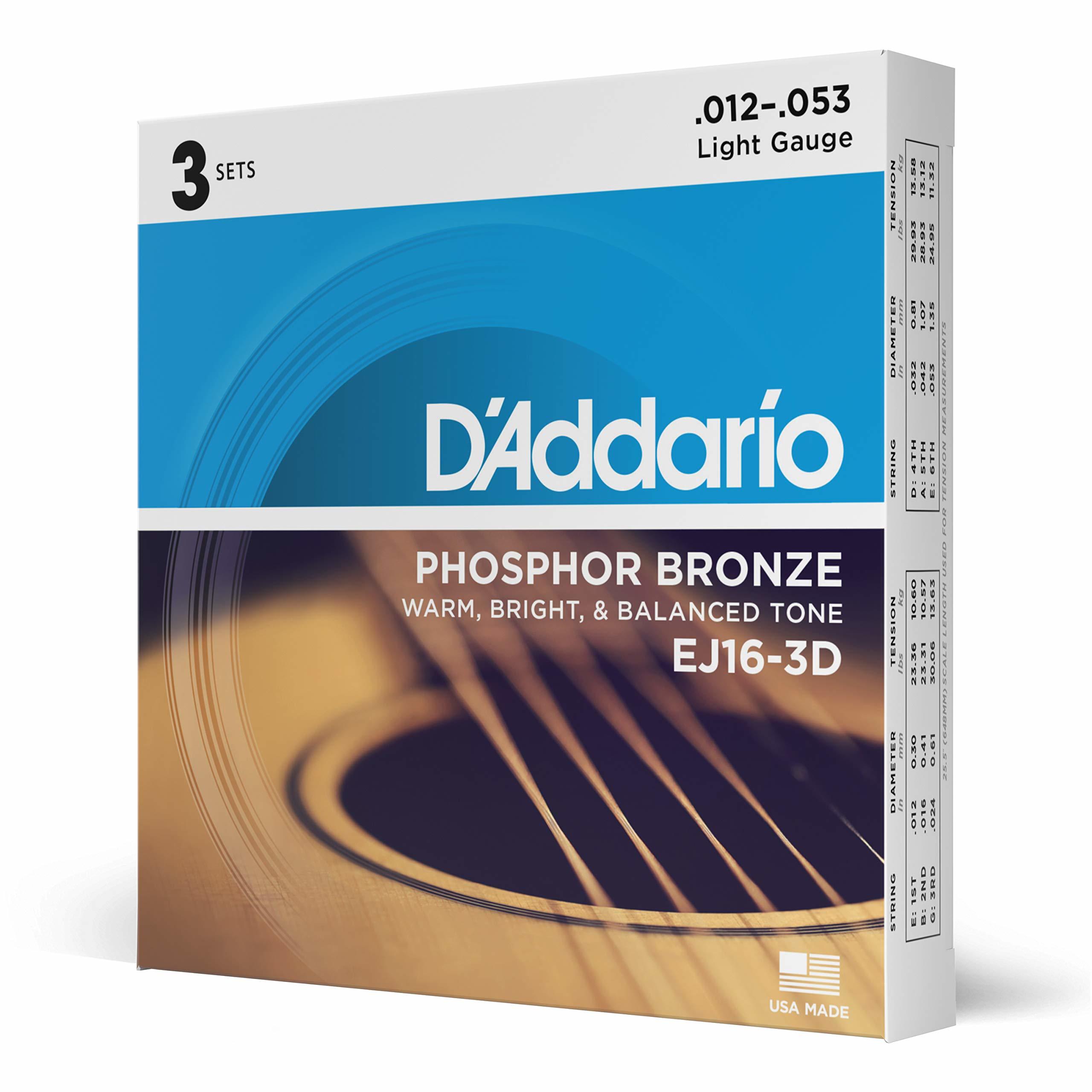 D'addario - EJ16木吉他弦 012-053 磷青銅 三包裝 暢銷款