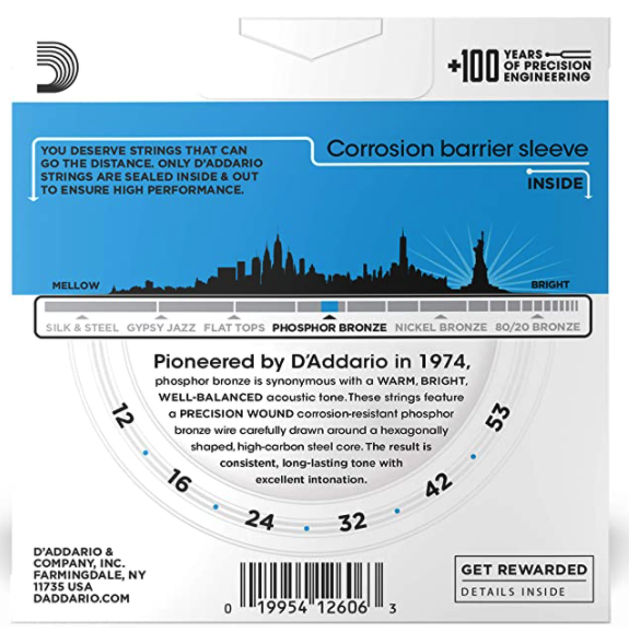 D'addario - EJ16木吉他弦 012-053 磷青銅 三包裝 暢銷款