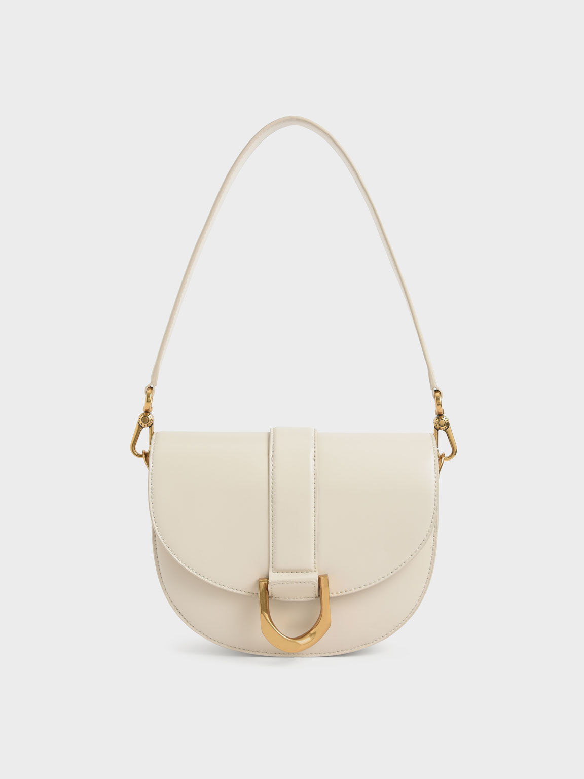 現貨｜奶油白色｜CHARLES & KEITH Saddle Gabine Bag 馬鞍袋（大 - Size M）