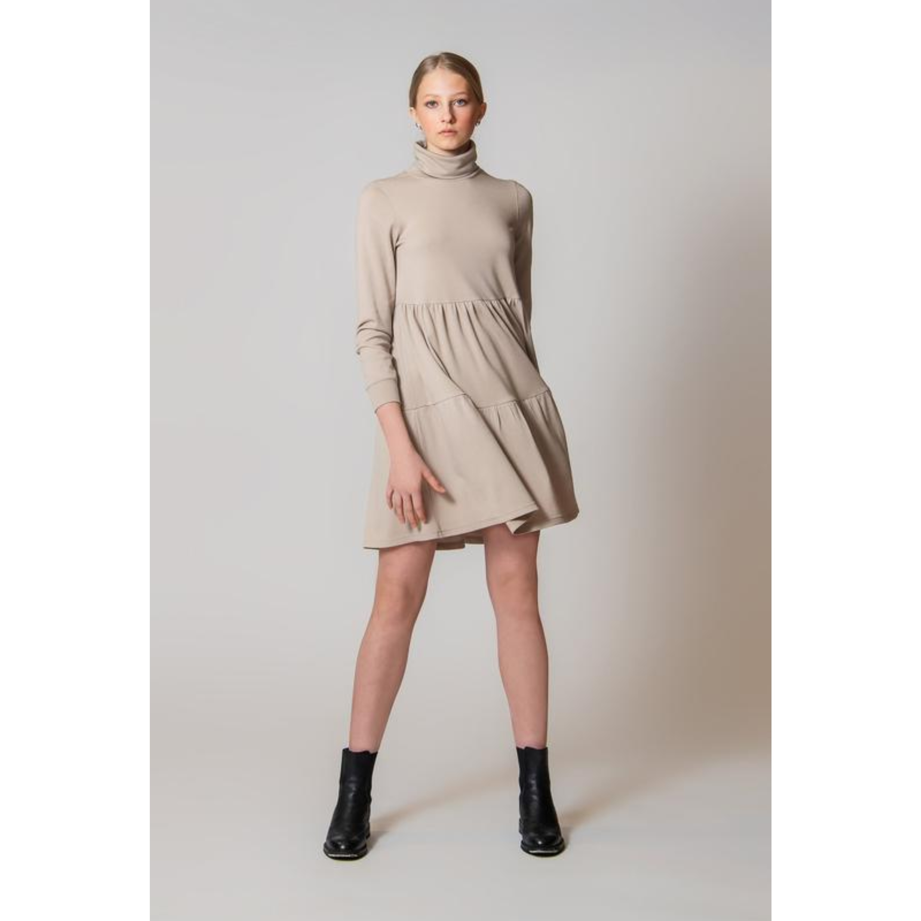 AMANJEDA Dress "GRENOBLE HIGH MINI" / Extrafine Merino Wool Jersey