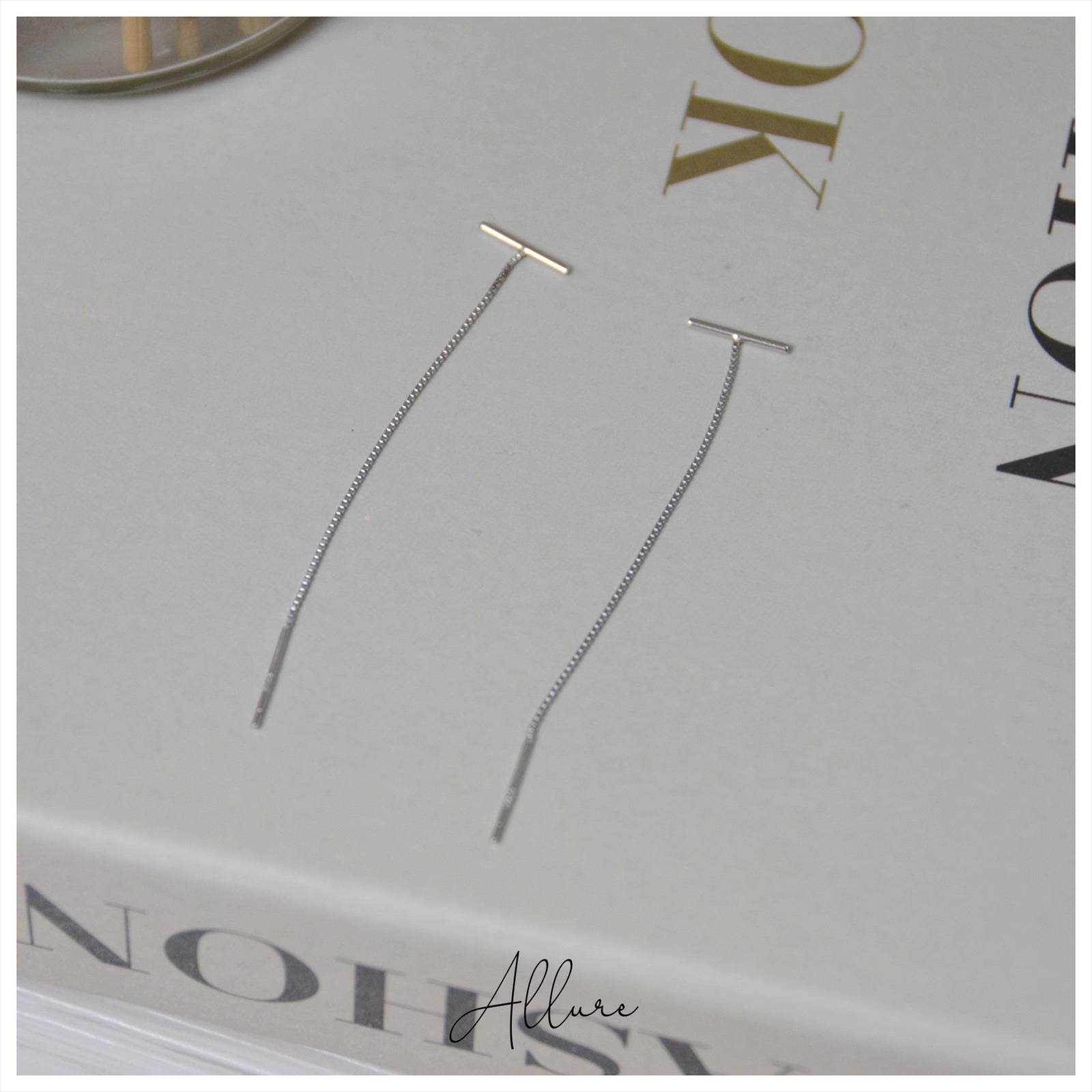 肆玥xAllure時尚T字形通體純銀耳環