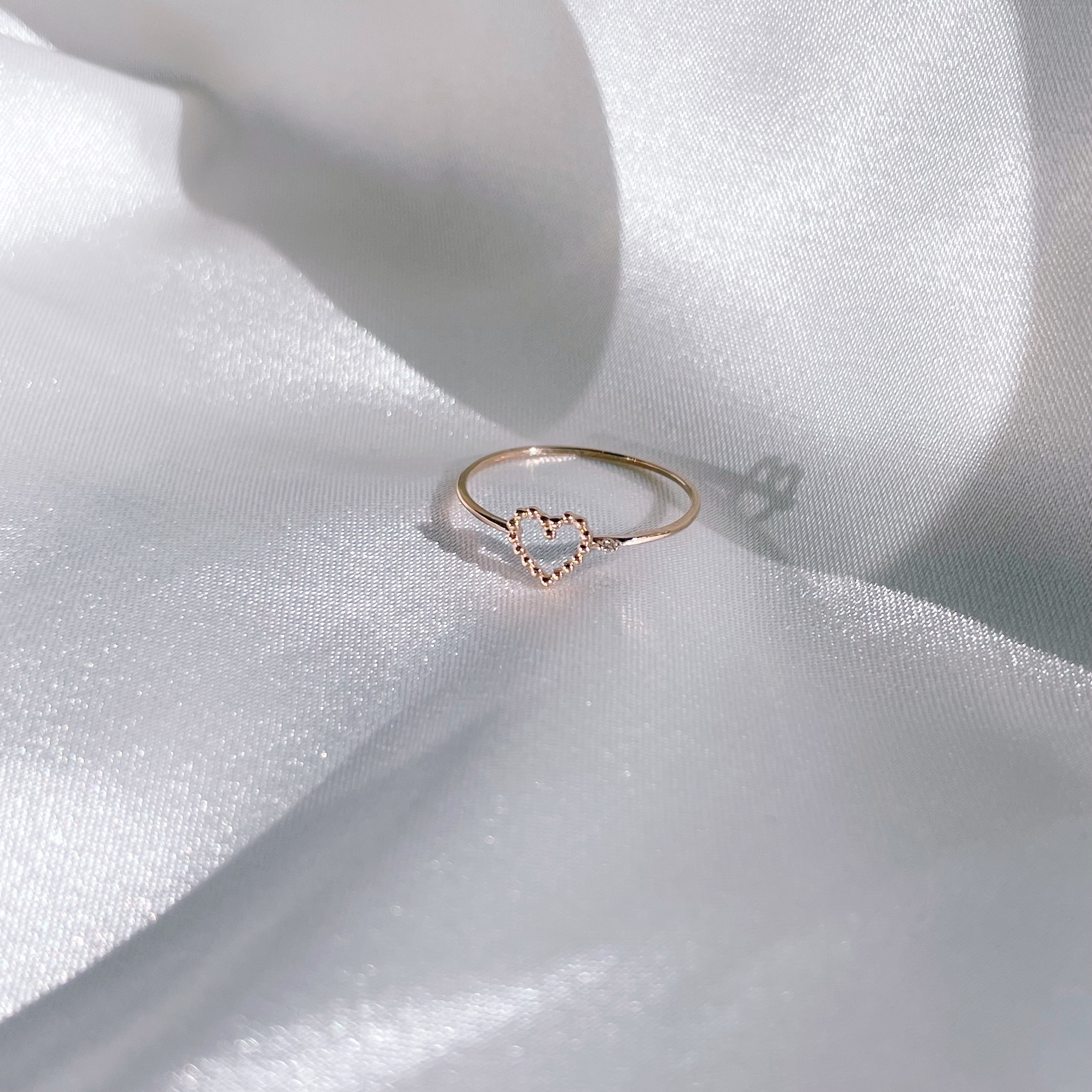 14K簍空愛心小鑽石戒指