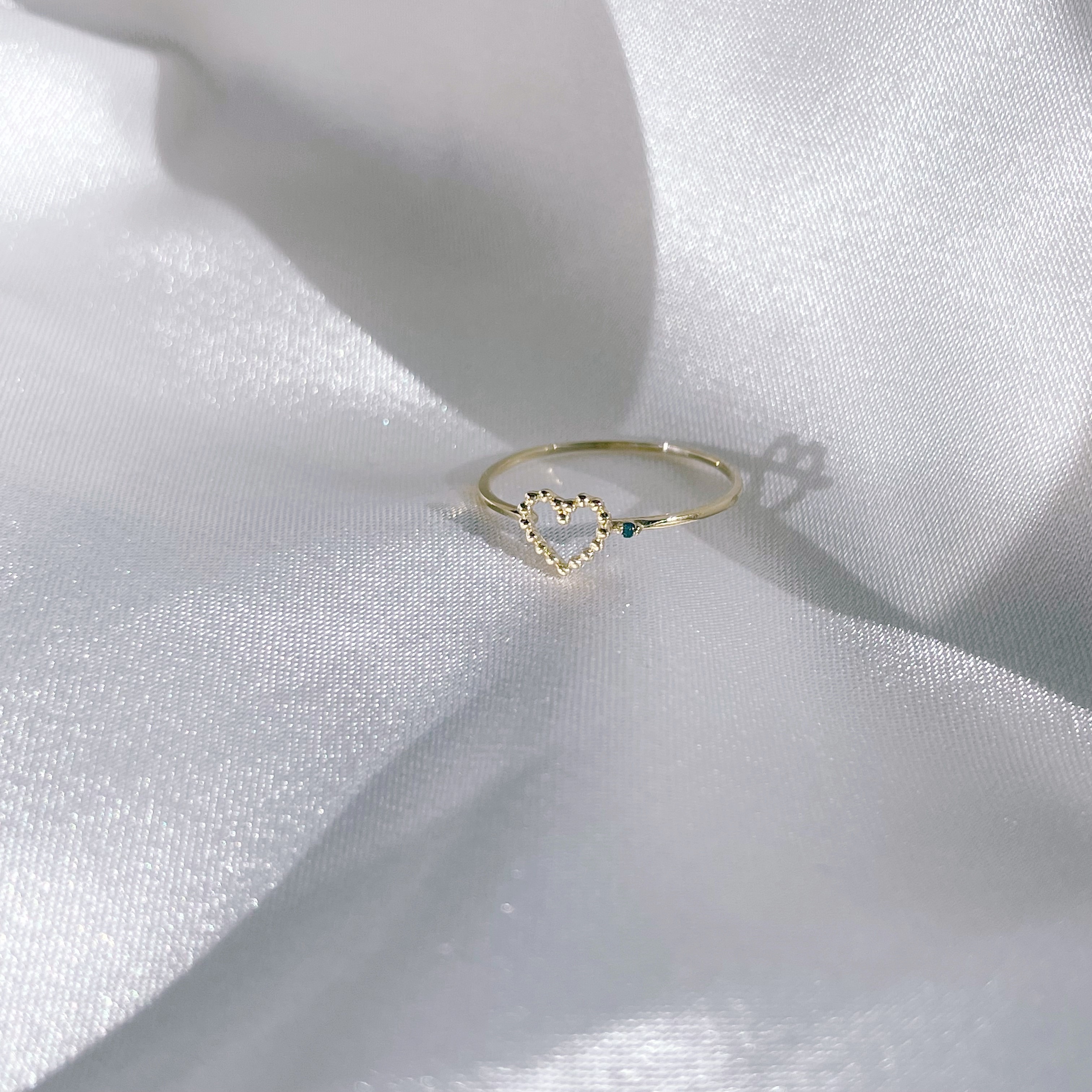 14K簍空愛心小藍鑽戒指