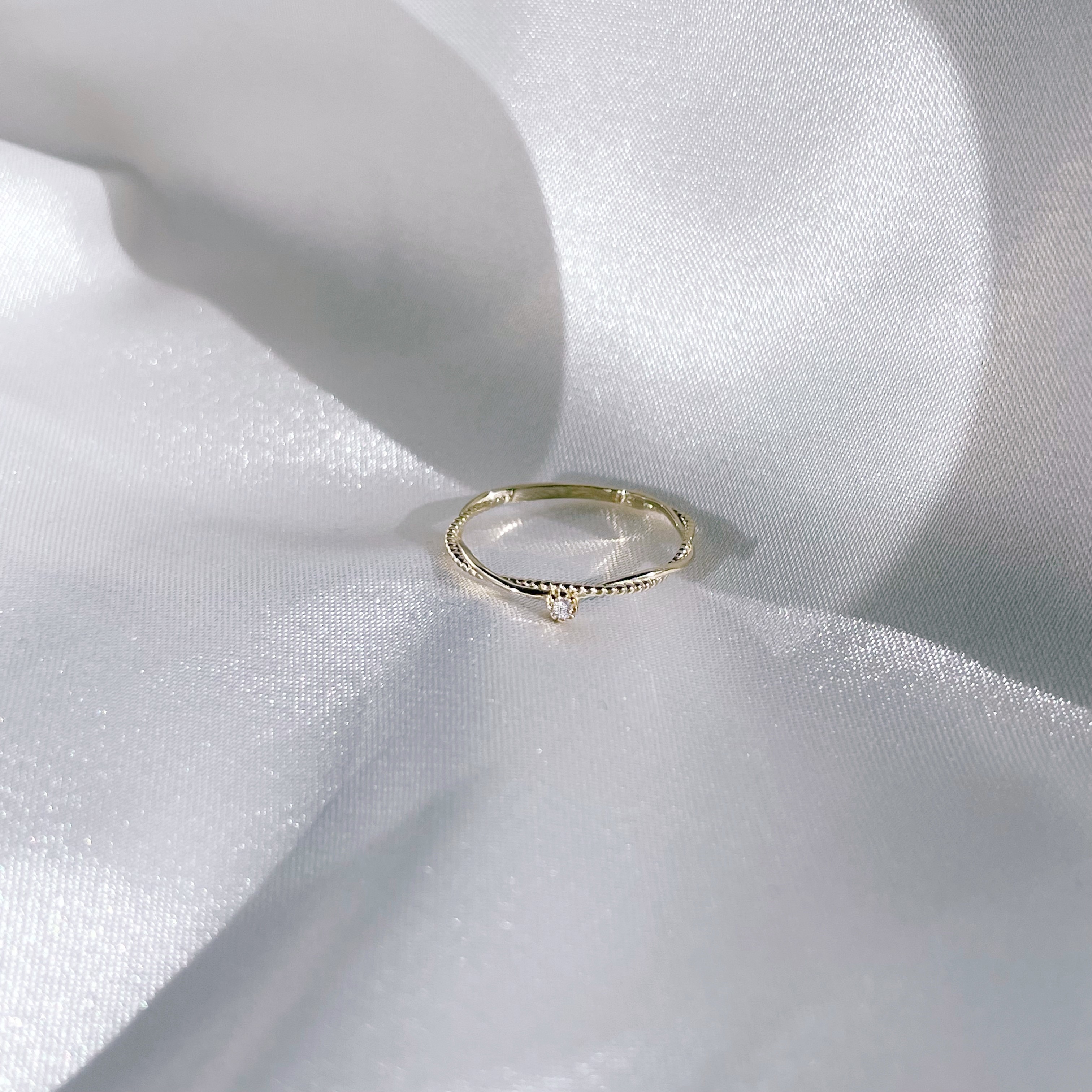 14K纏繞麻花單顆真鑽戒指