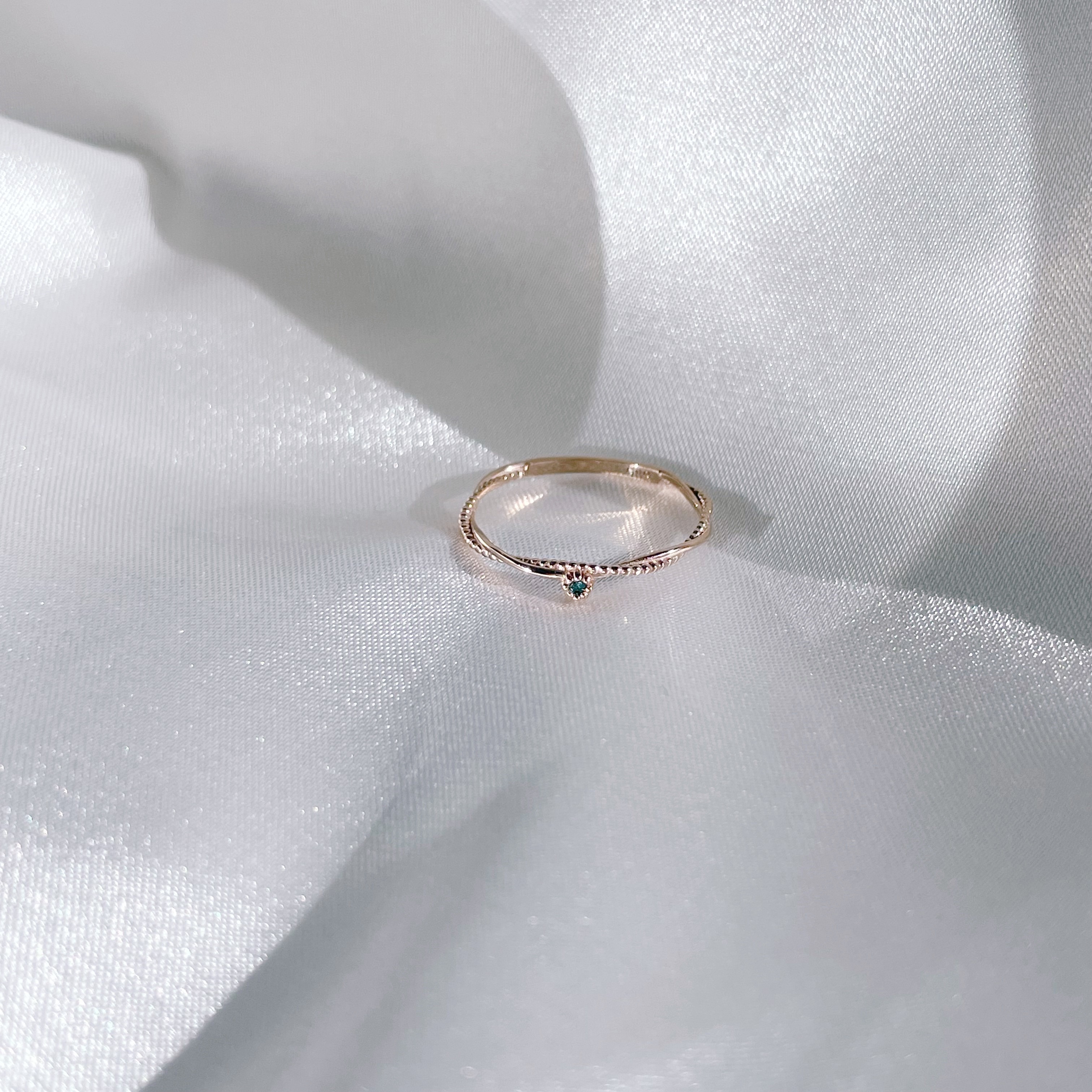 14K纏繞麻花單顆藍鑽戒指