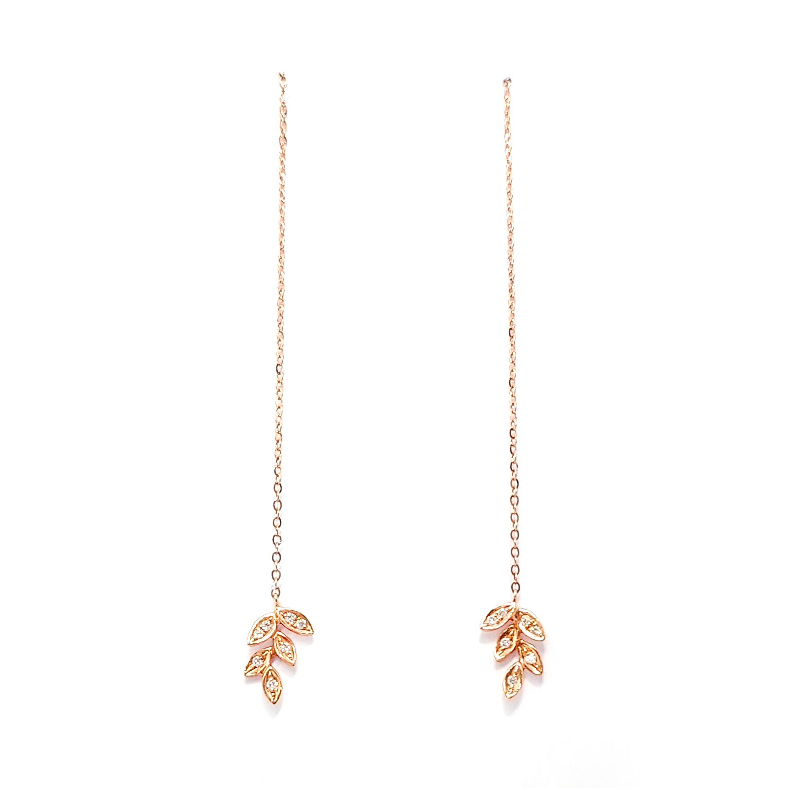 18K玫瑰金天然鑽石耳環