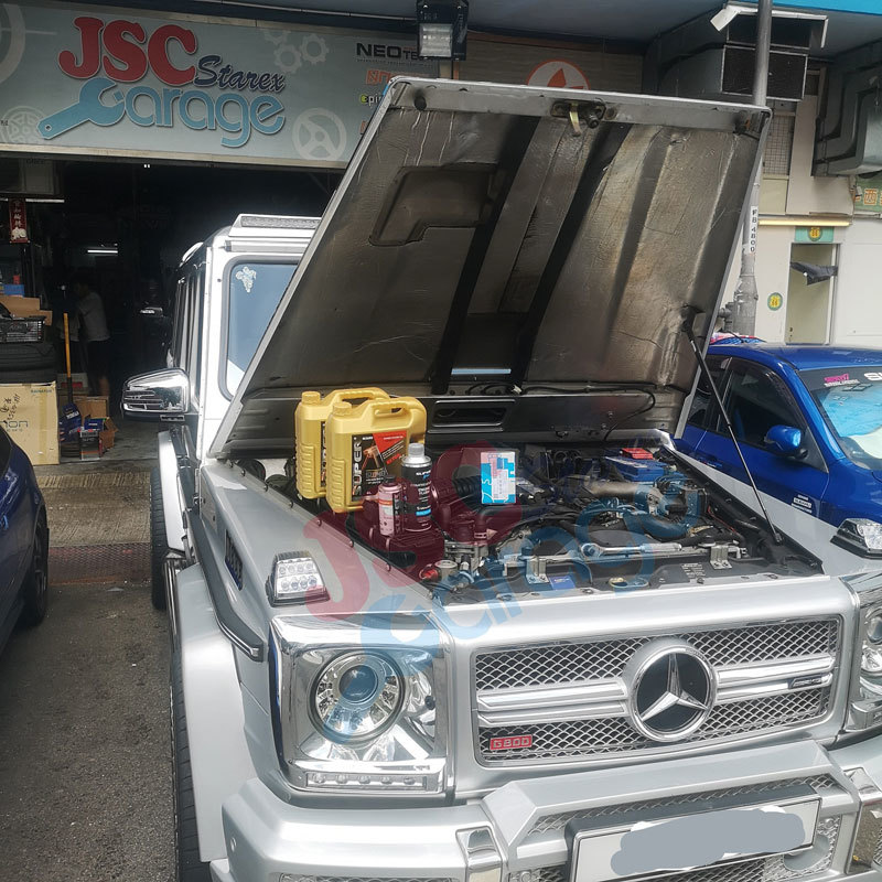 silver mercedes benz 銀色 g300 super nano 引擎修復 換油套餐 jsc starex garage