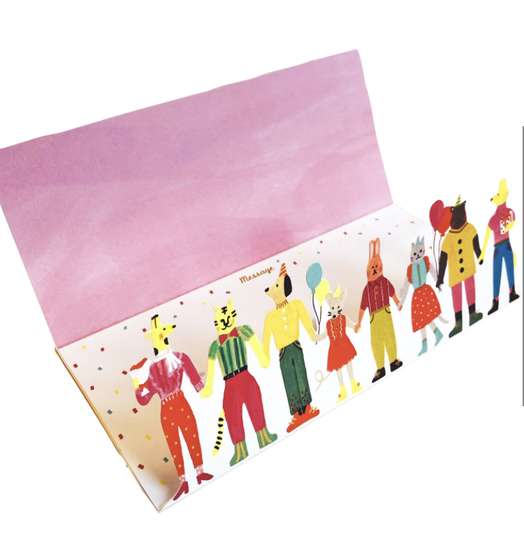 動物朋友手牽手 迷你立體生日卡片 賀卡