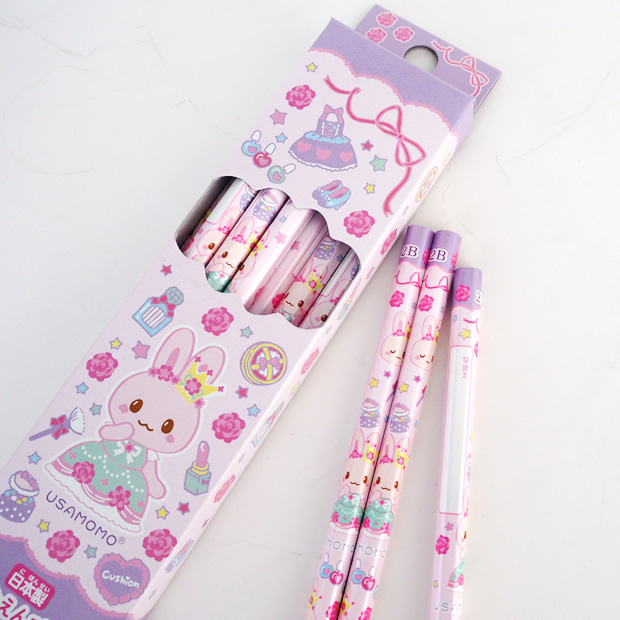Usamomo萌兔桃桃-六角鉛筆-2B 美妝 12入 花田 3入 