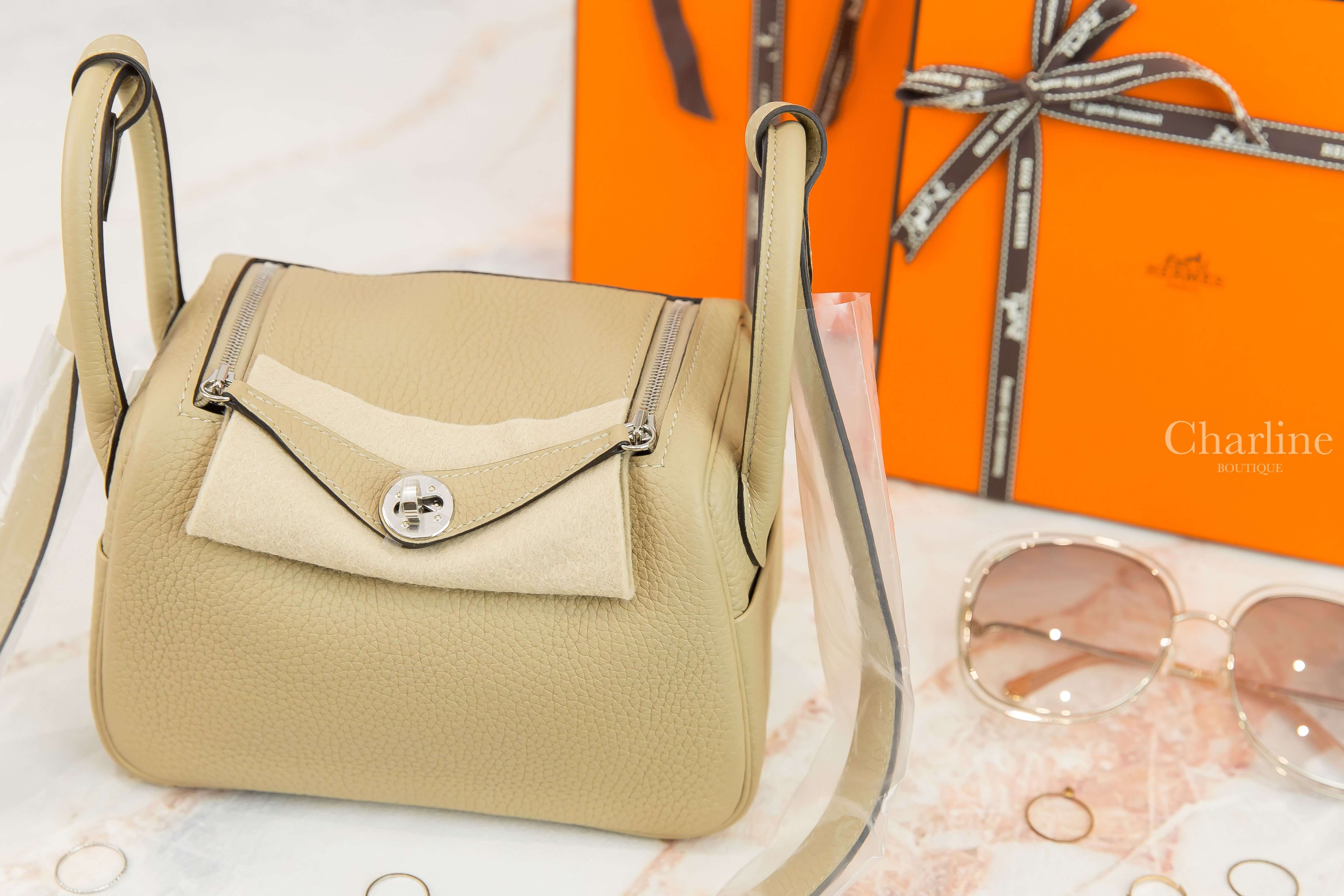 Hermès Lindy Mini S2 Trench / 18 Etoupe Taurillon Clemence Z刻風衣灰拼大象灰內裡銀釦-Charline Boutique 精品代購