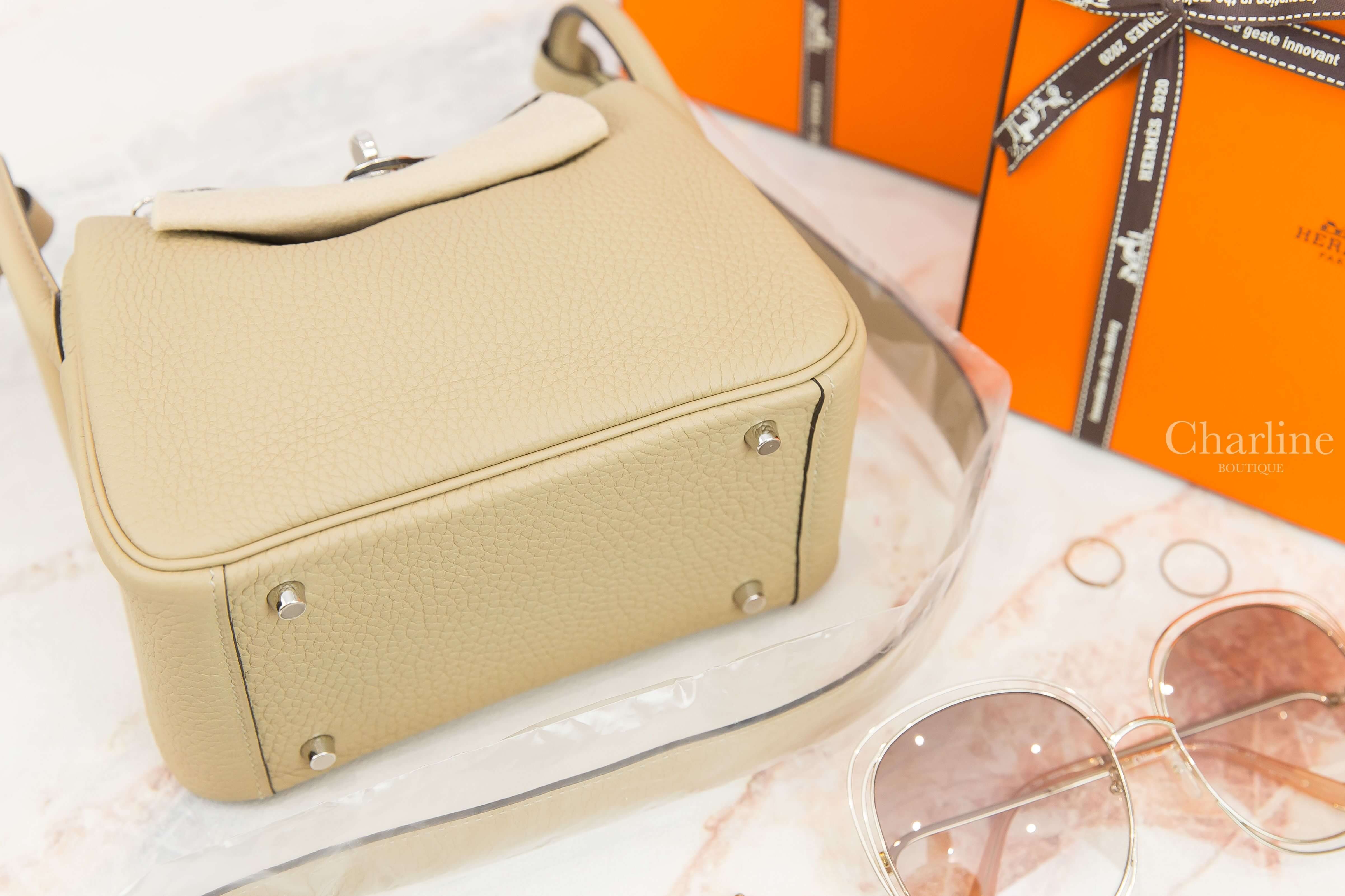 Hermès Lindy Mini S2 Trench / 18 Etoupe Taurillon Clemence Z刻風衣灰拼大象灰內裡銀釦-Charline Boutique 精品代購