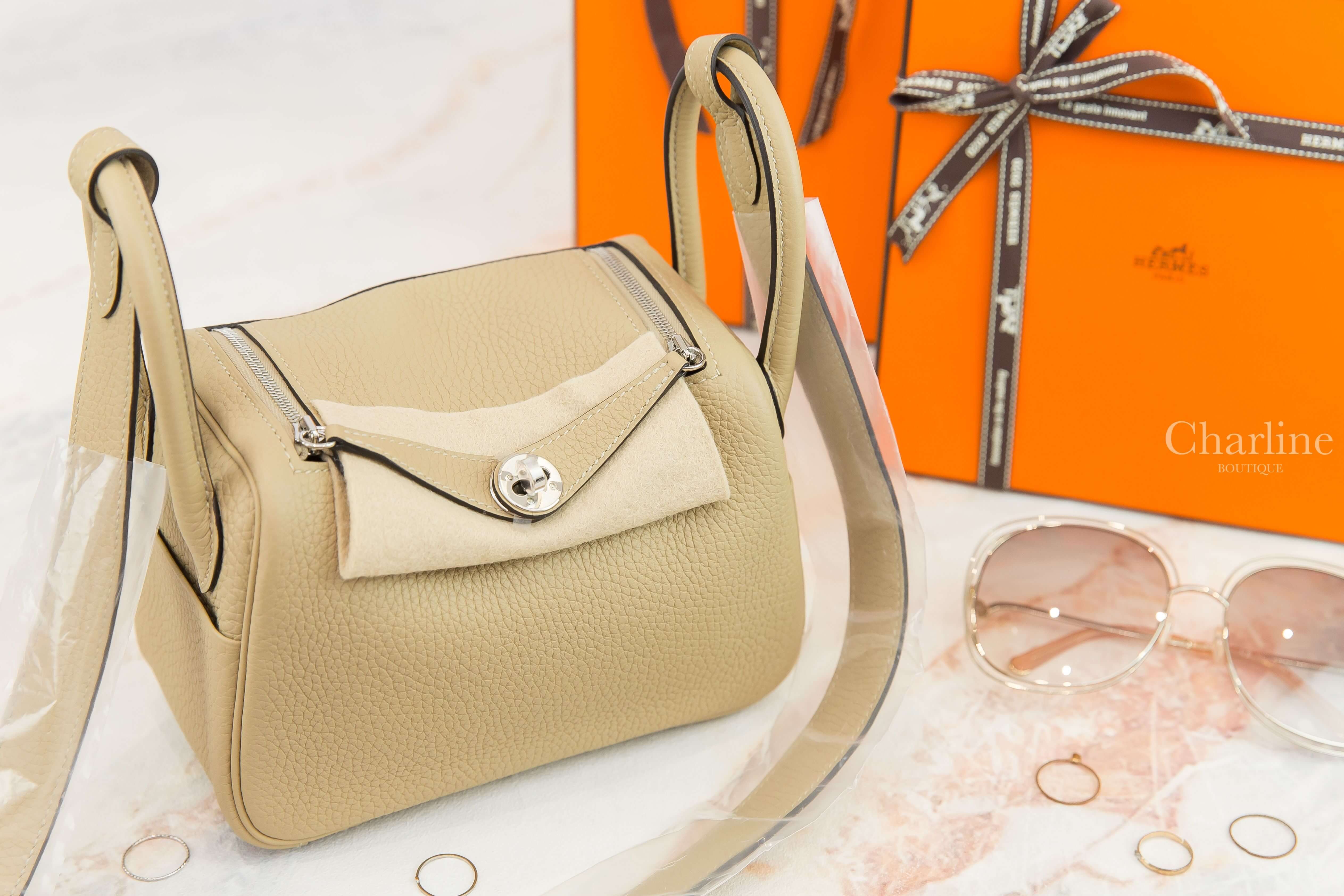 Hermès Lindy Mini S2 Trench / 18 Etoupe Taurillon Clemence Z刻風衣灰拼大象灰內裡銀釦-Charline Boutique 精品代購