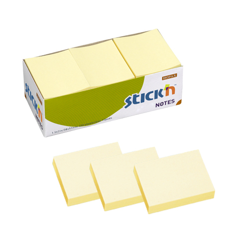Hopax Stick'n 1.5” x 2” 黃色Post-it Memo便條紙 #21005 (1包12本)