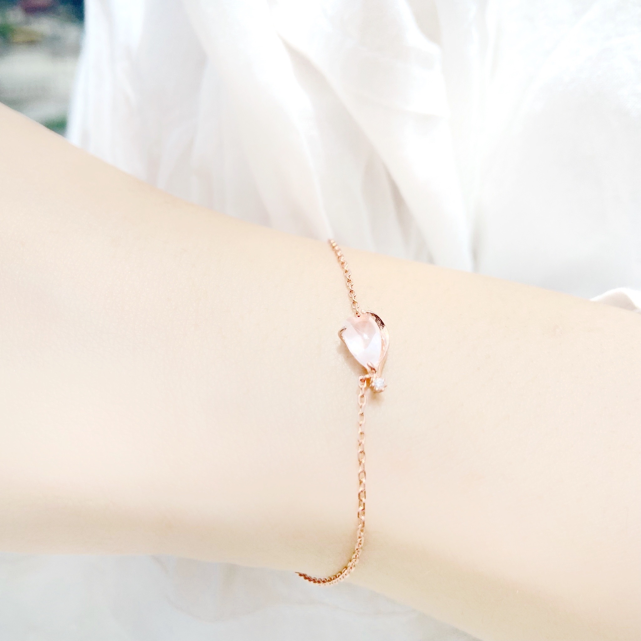 | 925 Silver・Rose Gold・Pink Quartz | A Piece Of Petal Bracelet | BR0384 |