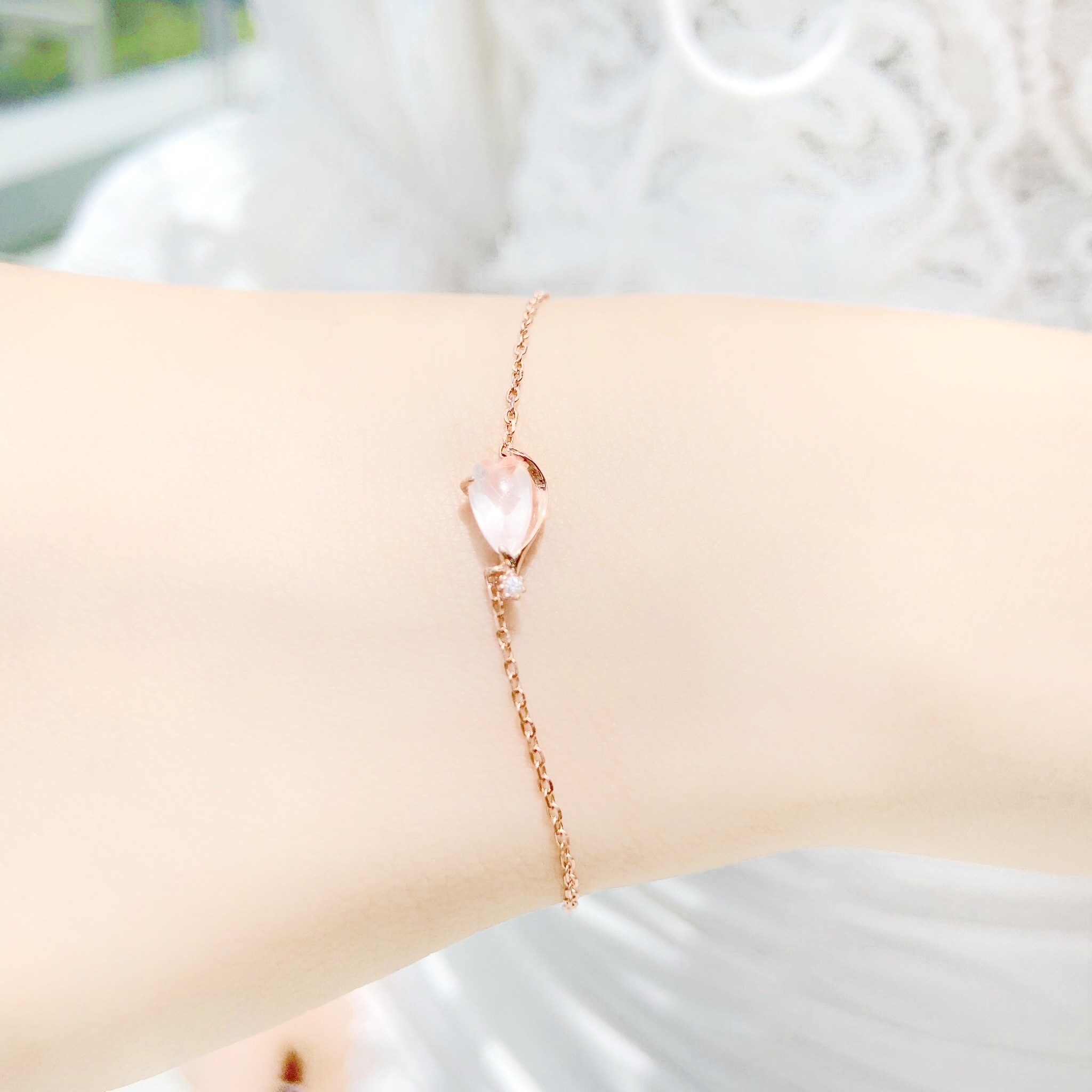 | 925 Silver・Rose Gold・Pink Quartz | A Piece Of Petal Bracelet | BR0384 |