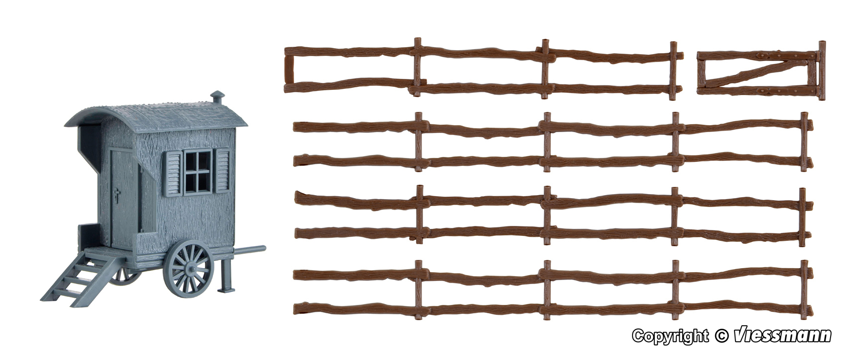 Vollmer 43742 HO規 Shepherd carriage and sheep flock 羊群與牧羊人馬車.附12隻羊