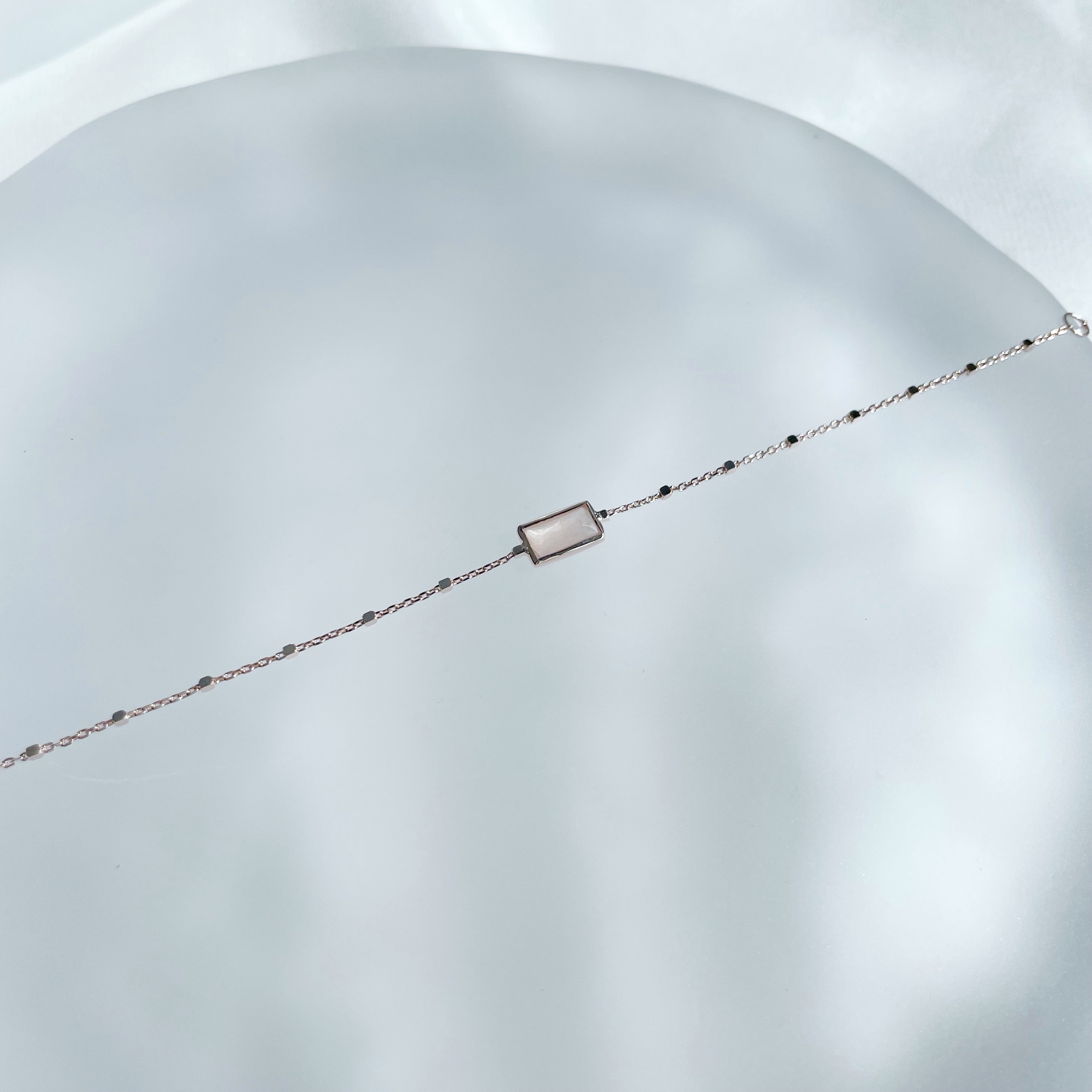 簡約個性長方蜜桃月光方塊手鏈