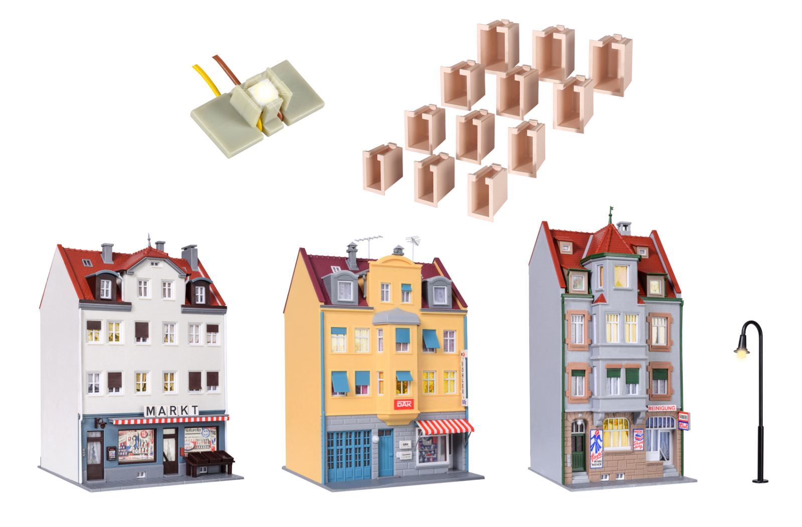 Kibri 38998 HO規 有燈的排屋 (3棟)