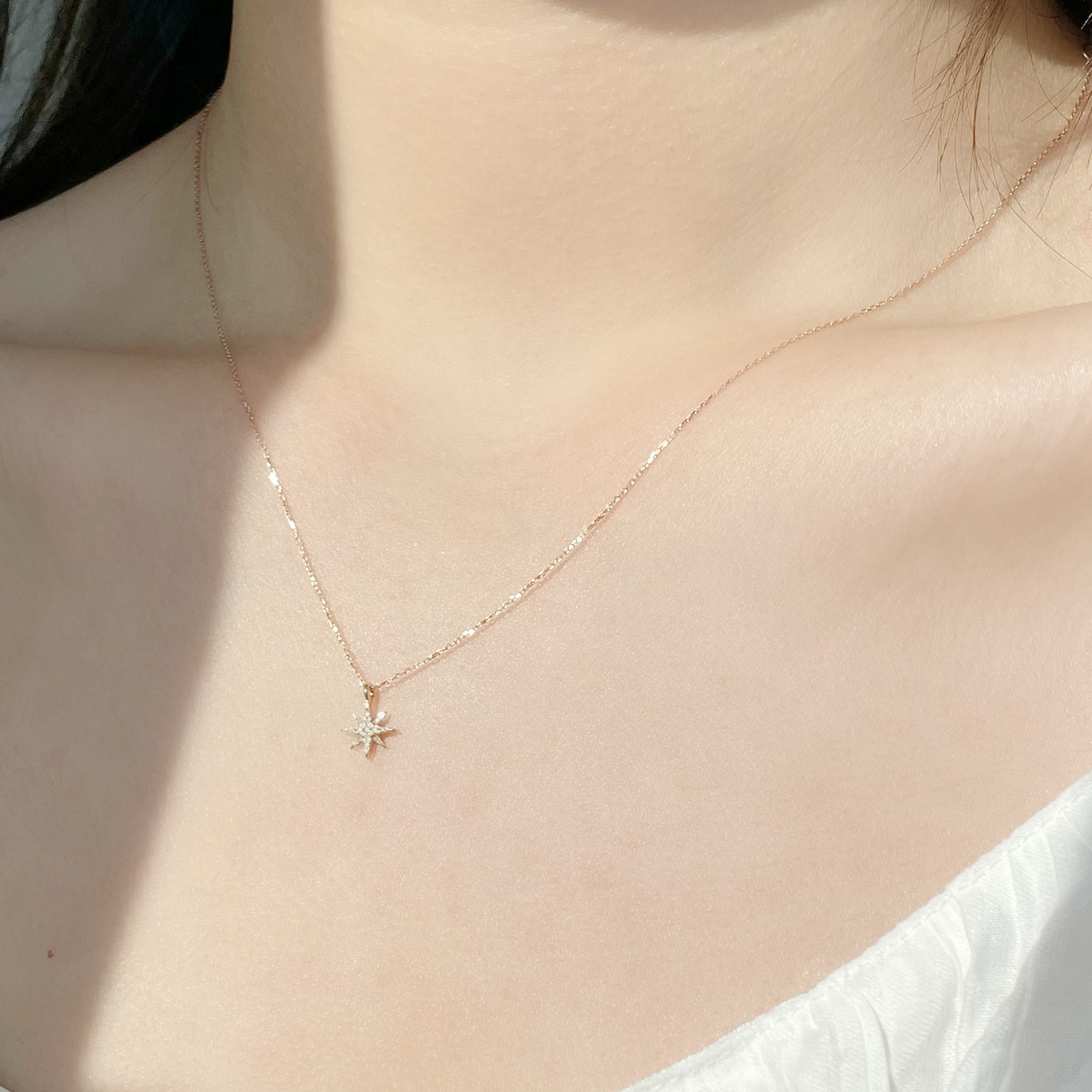 14K星芒真鑽鎖骨鏈