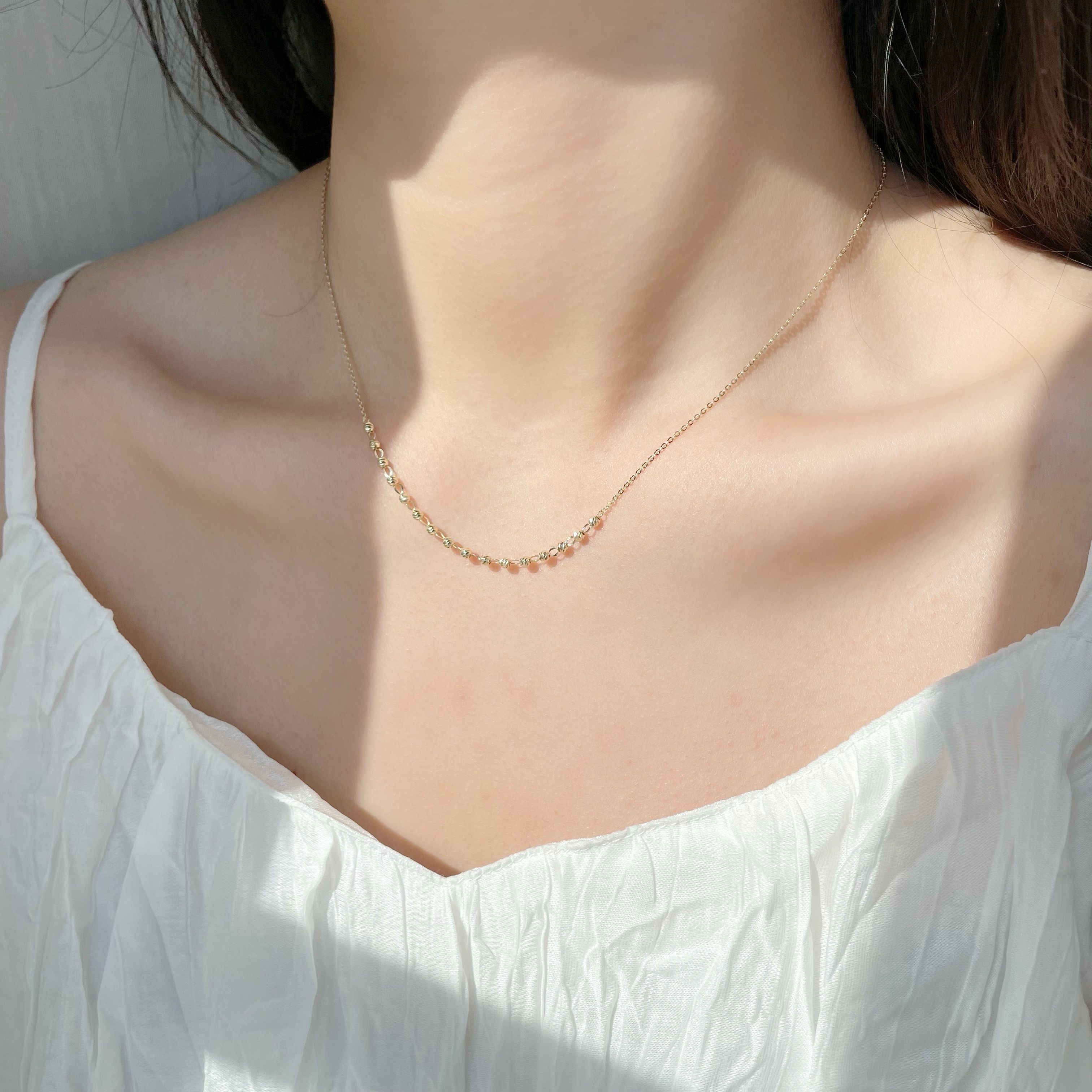 14K Glitter cutting ball鎖骨鏈