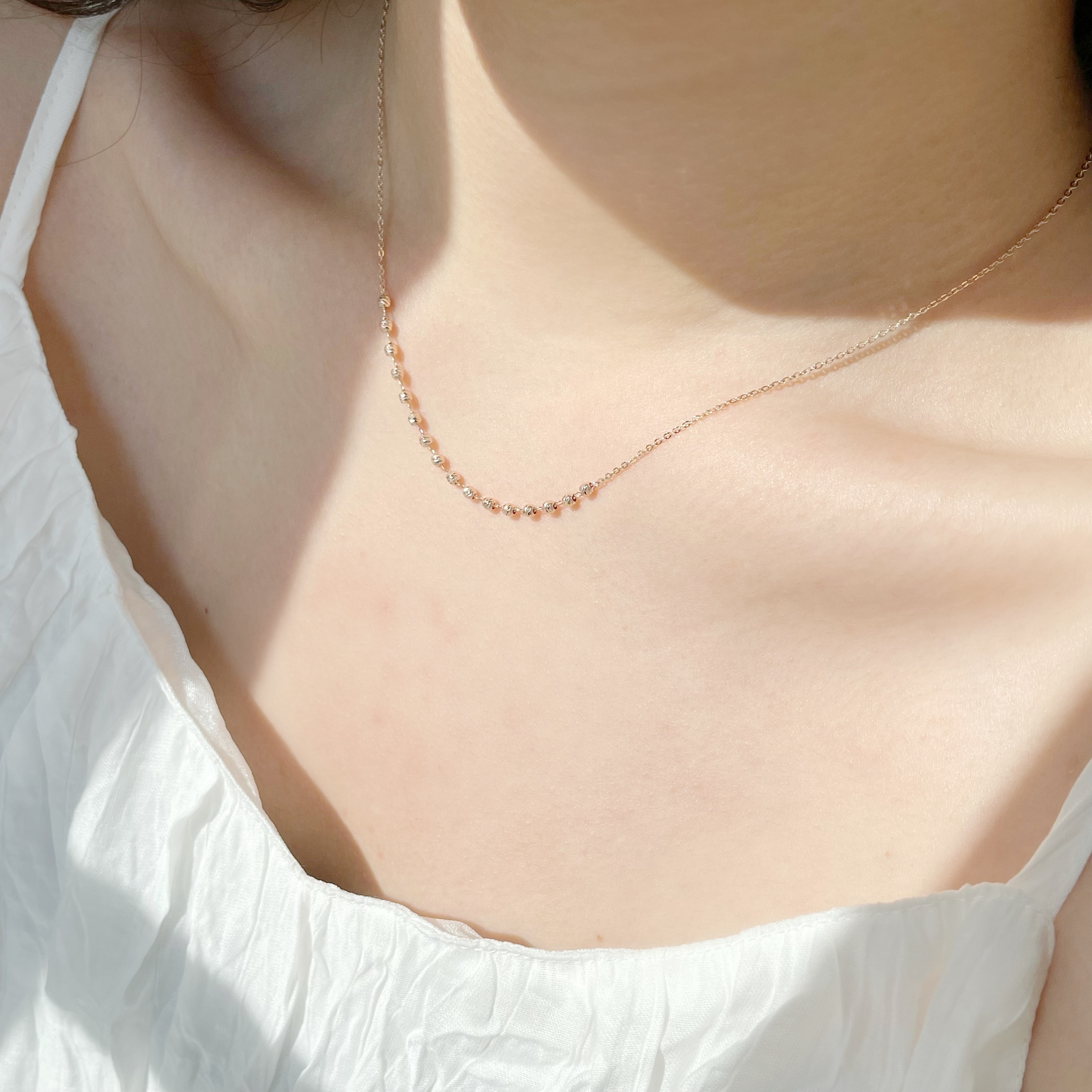 14K Glitter cutting ball鎖骨鏈