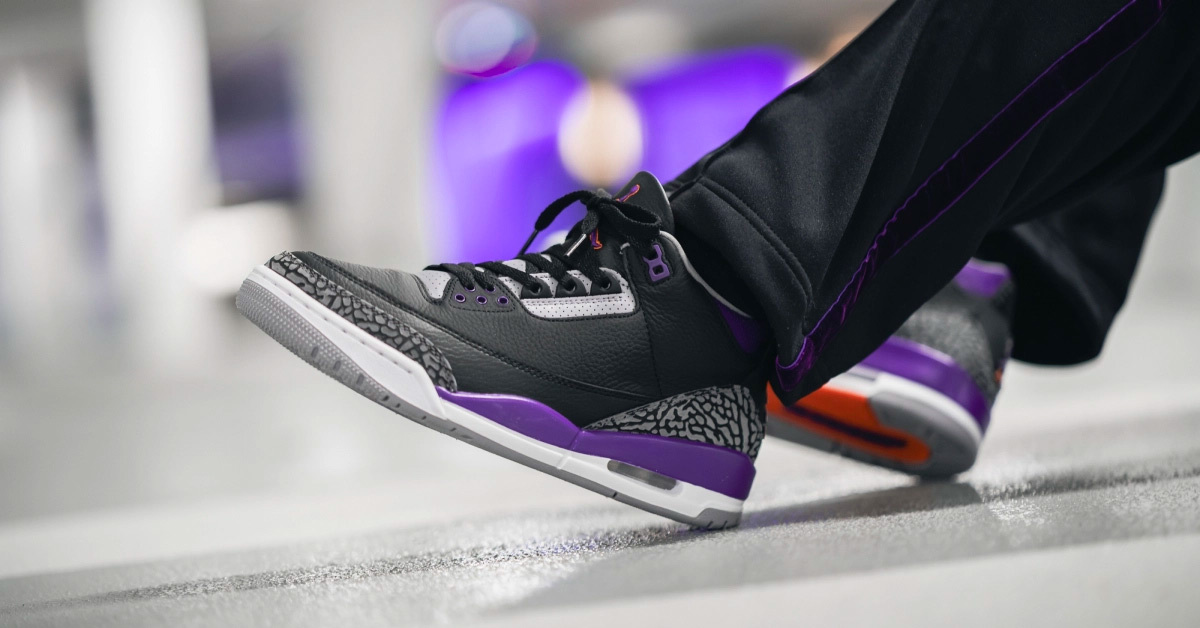 Air Jordan 3 Retro '' Court Purple '' 黑紫爆裂紋男款CT8532-