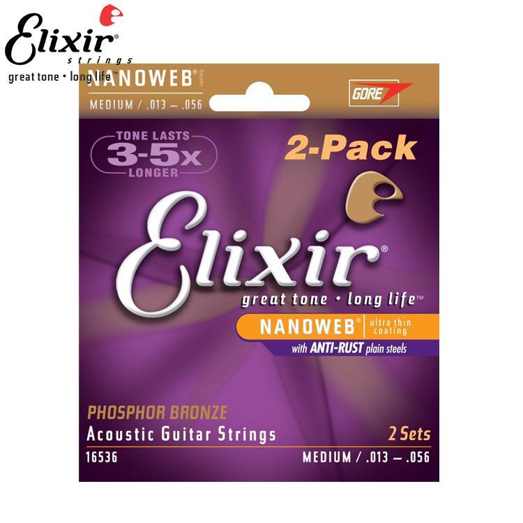 美國Elixir 磷青銅 16536(13-56)  木吉他弦  兩套入+2PICK