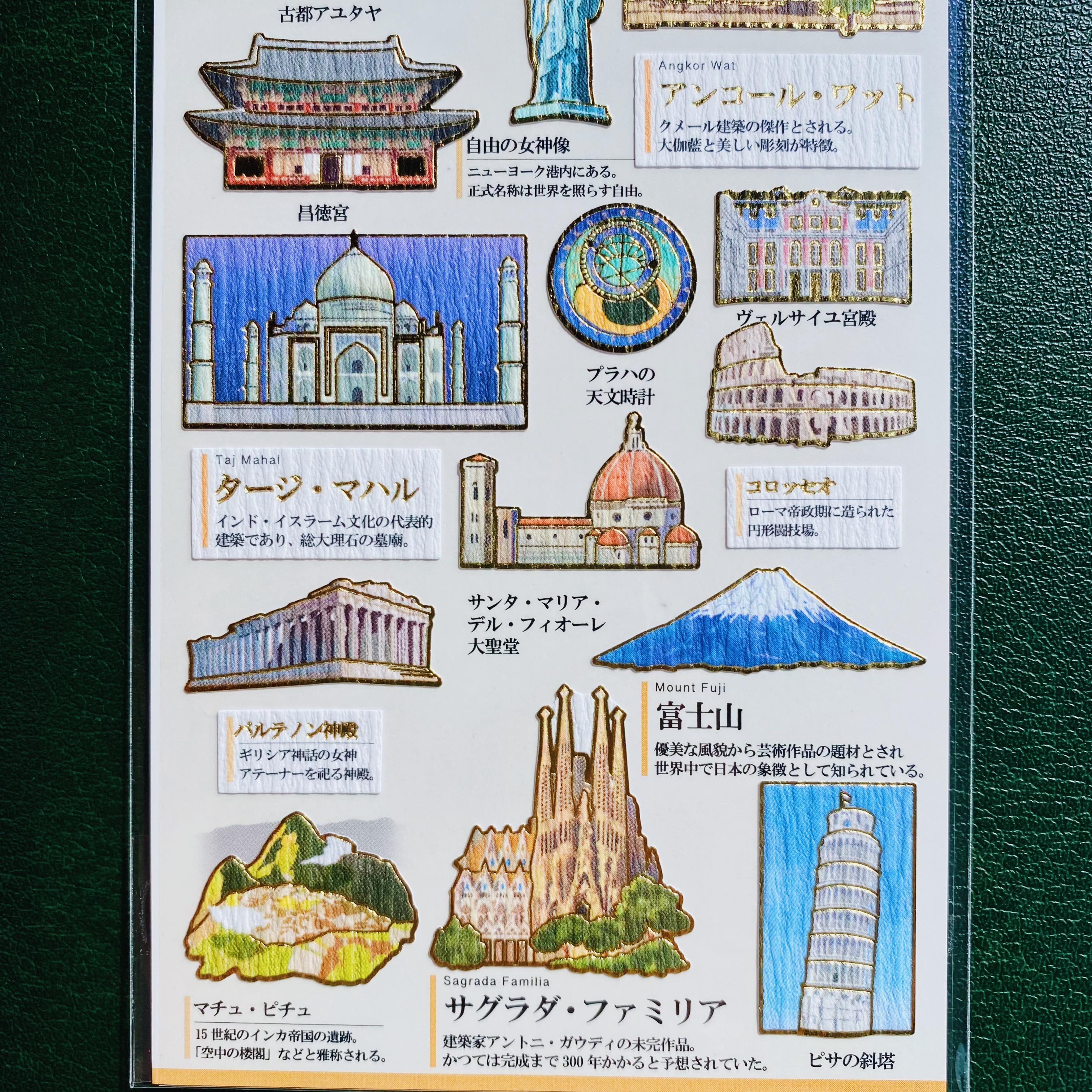 世界遺產 Kamio 大人的圖鑑系列 金箔壓印手帳貼紙