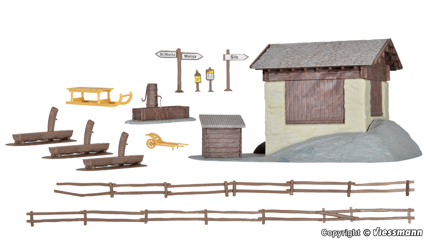 Kibri 38814 HO scale, Stadel mit Zaun