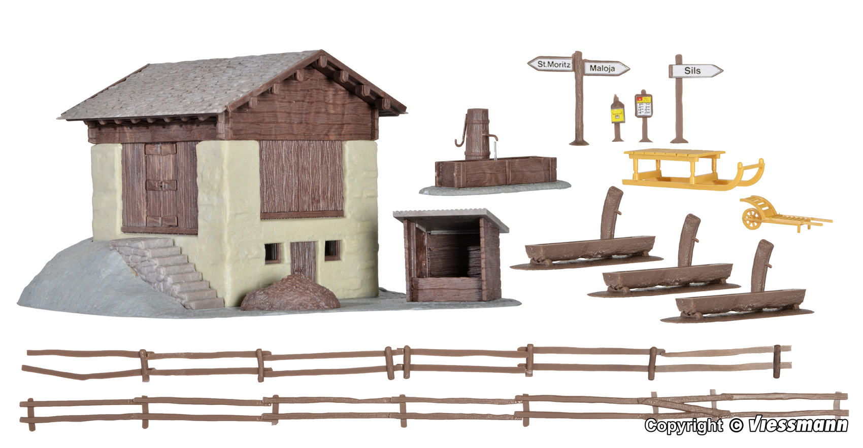 Kibri 38814 HO scale, Stadel mit Zaun