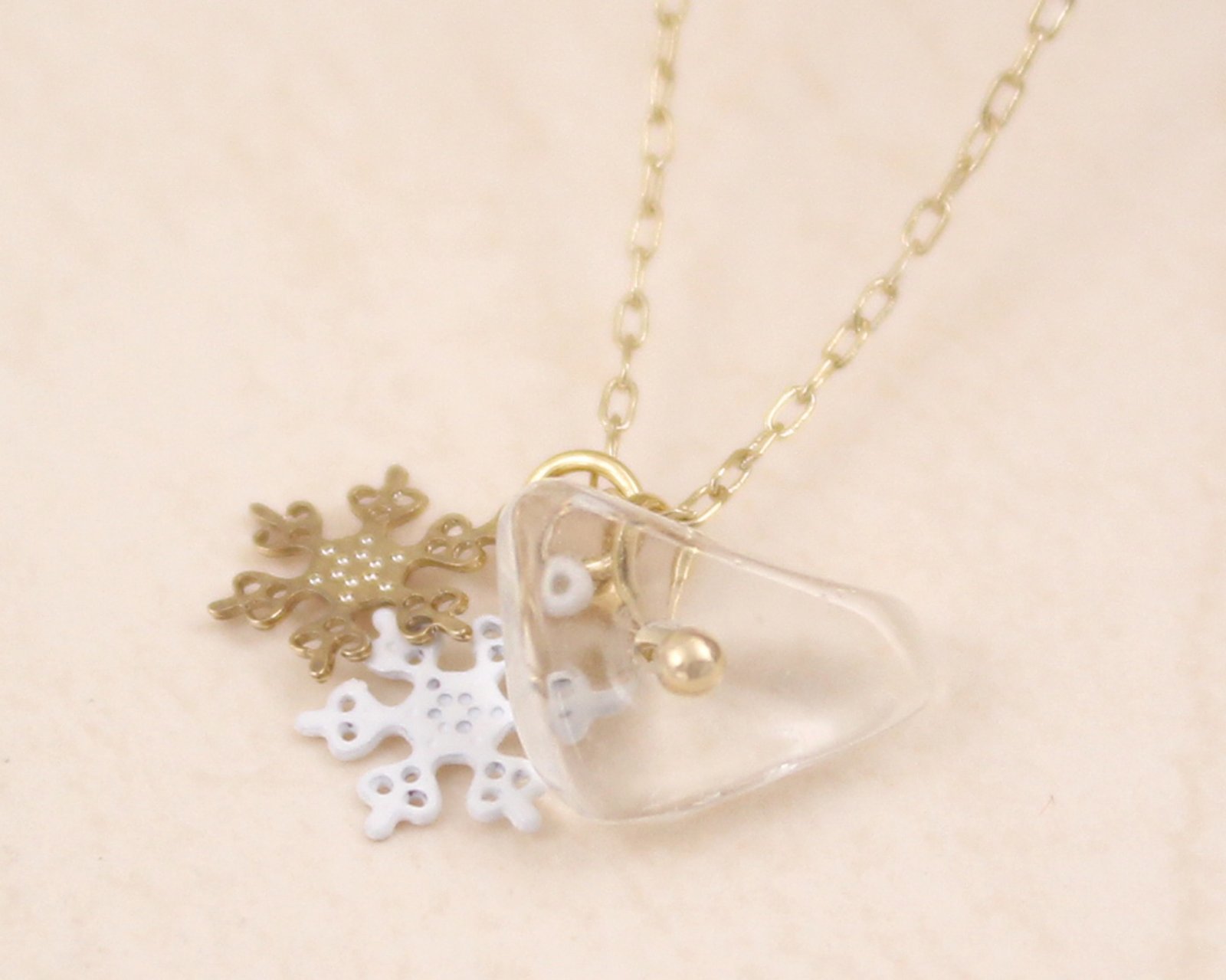 Farbe 日本雪花天然石耳環&頸鏈