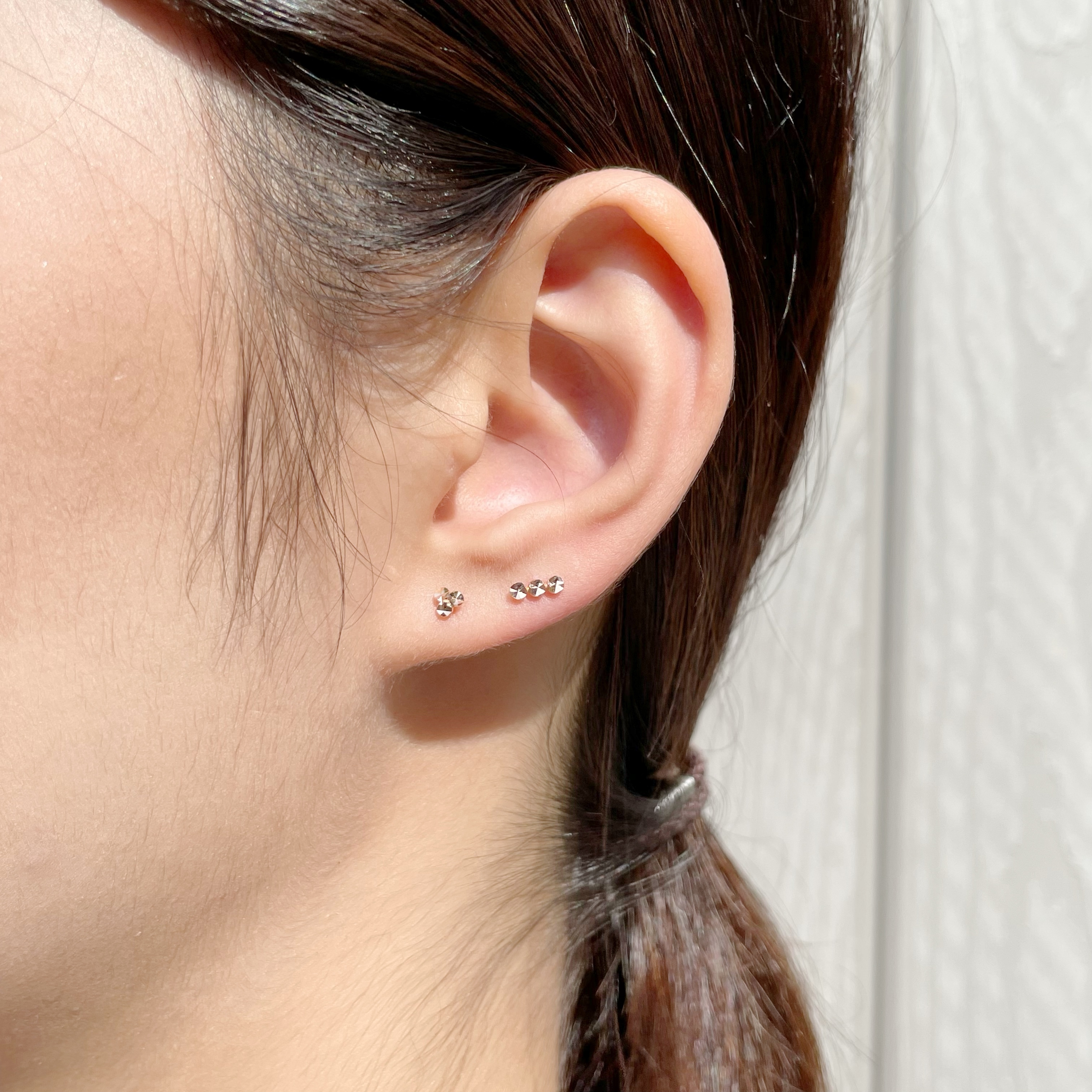 14K Triple Shine oblate轉珠耳環