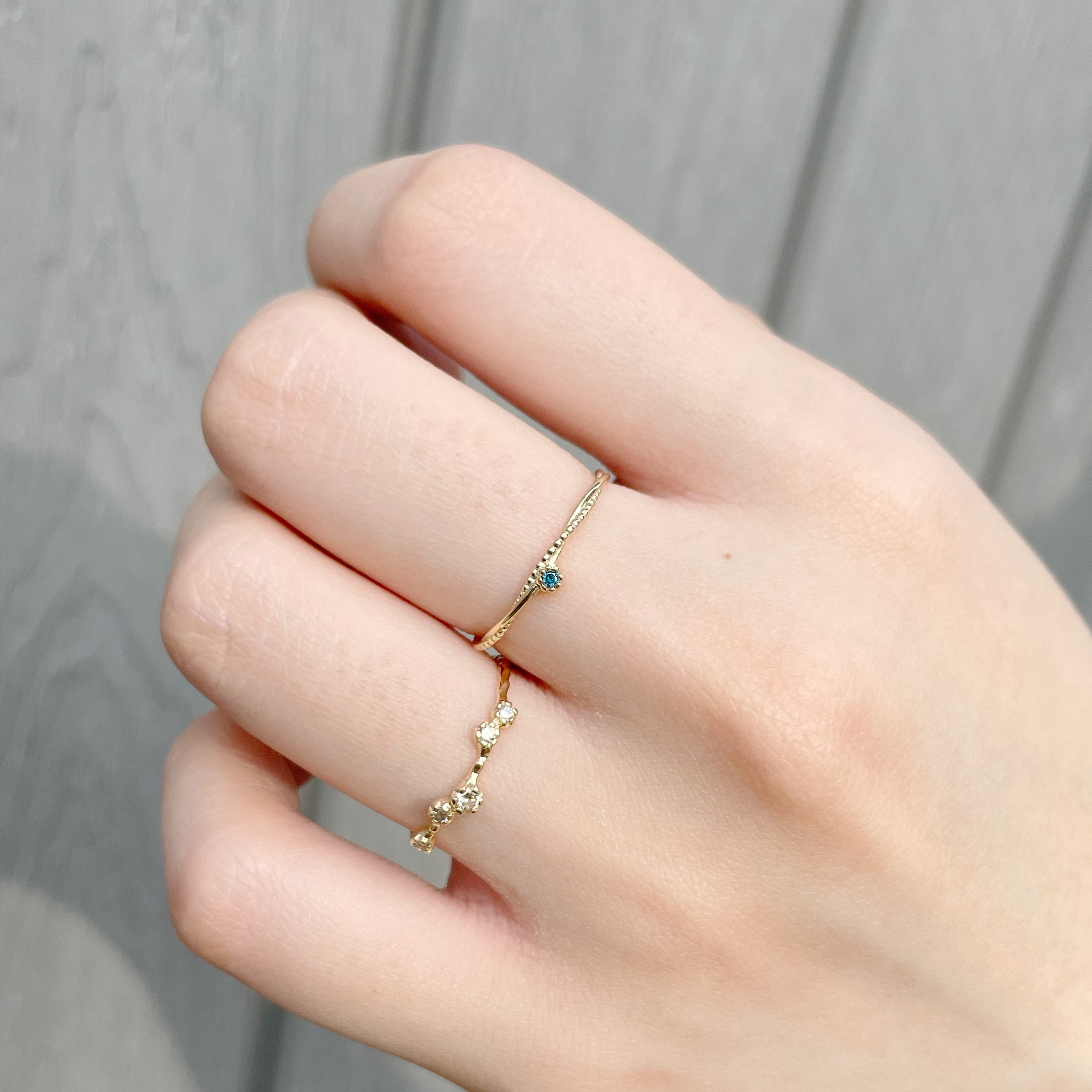 14K纏繞麻花單顆藍鑽戒指